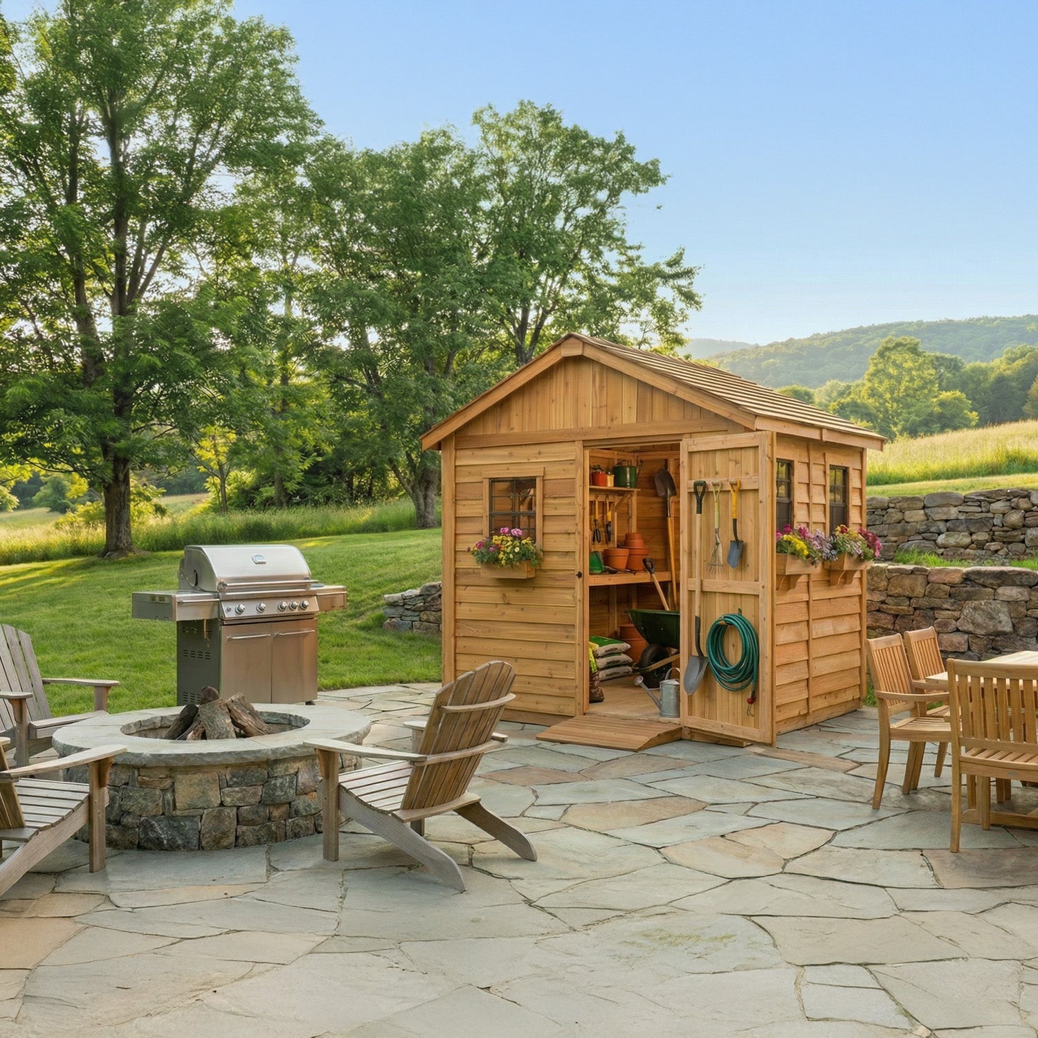 Outdoor Living Today 8x8 Western Red Cedar Gardener Shed with Cedar Roof