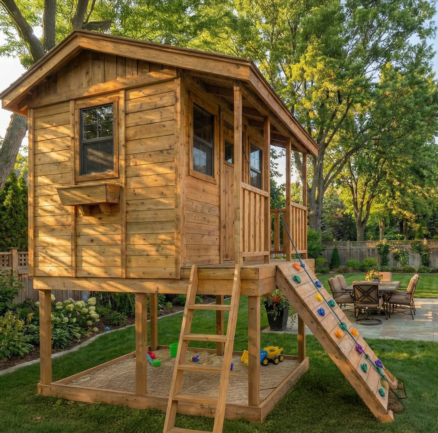 Outdoor Living Today 9x7 Western Red Cedar Cozy Cabin Playhouse