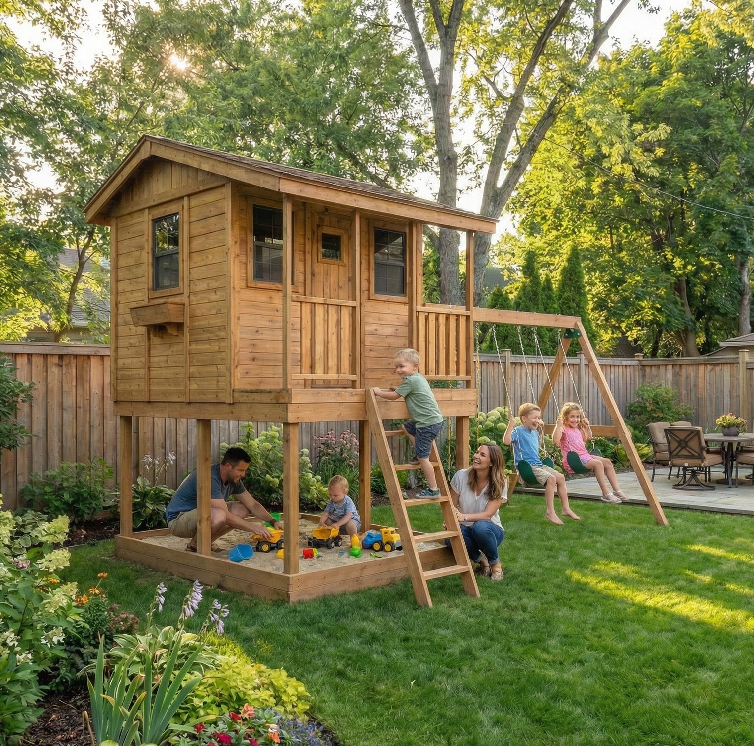 Outdoor Living Today 9x7 Western Red Cedar Cozy Cabin Playhouse