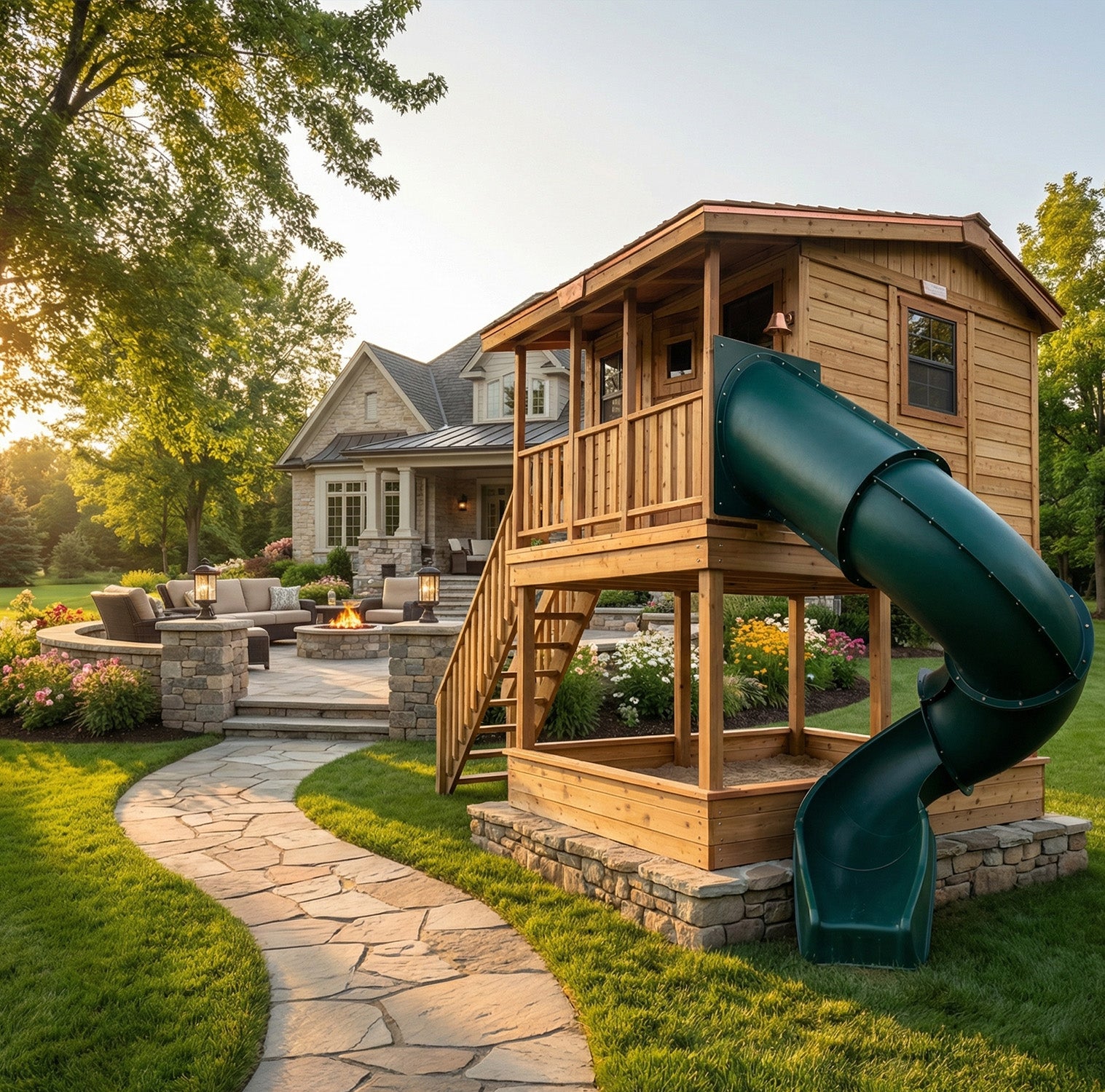 Outdoor Living Today 9x7 Western Red Cedar Cozy Cabin Playhouse