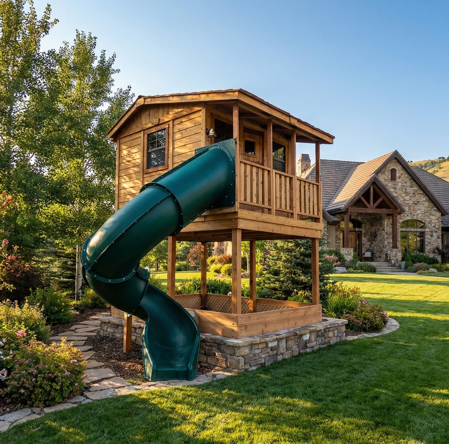 Outdoor Living Today 9x7 Western Red Cedar Cozy Cabin Playhouse