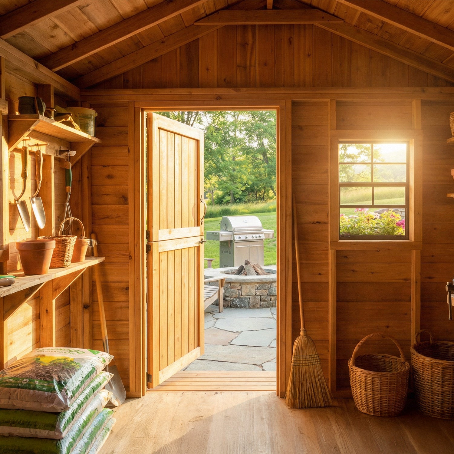 Outdoor Living Today 8x8 Western Red Cedar Gardener Shed with Cedar Roof