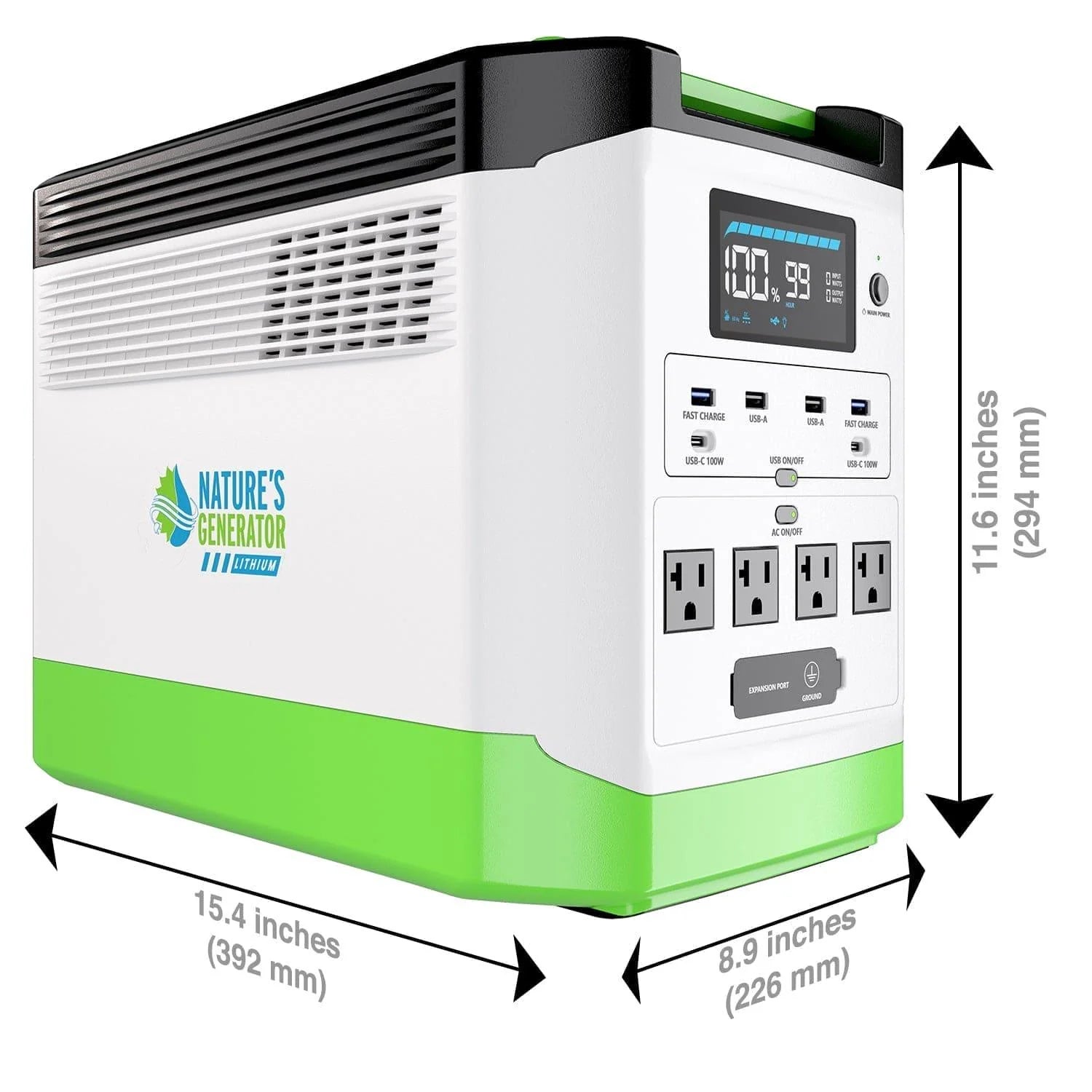 Nature's Generator Lithium 1800 + 2x 100W panels + 6 circuit transfer switch