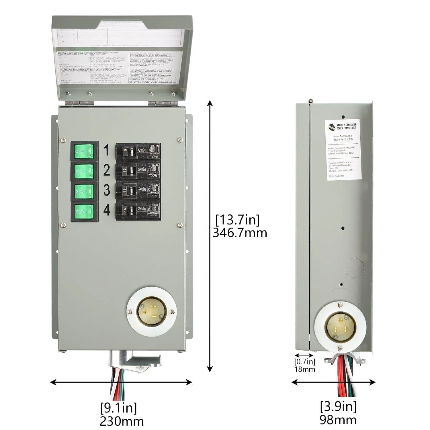 Nature's Generator Lithium 1800 + 2x 100W panels + 6 circuit transfer switch