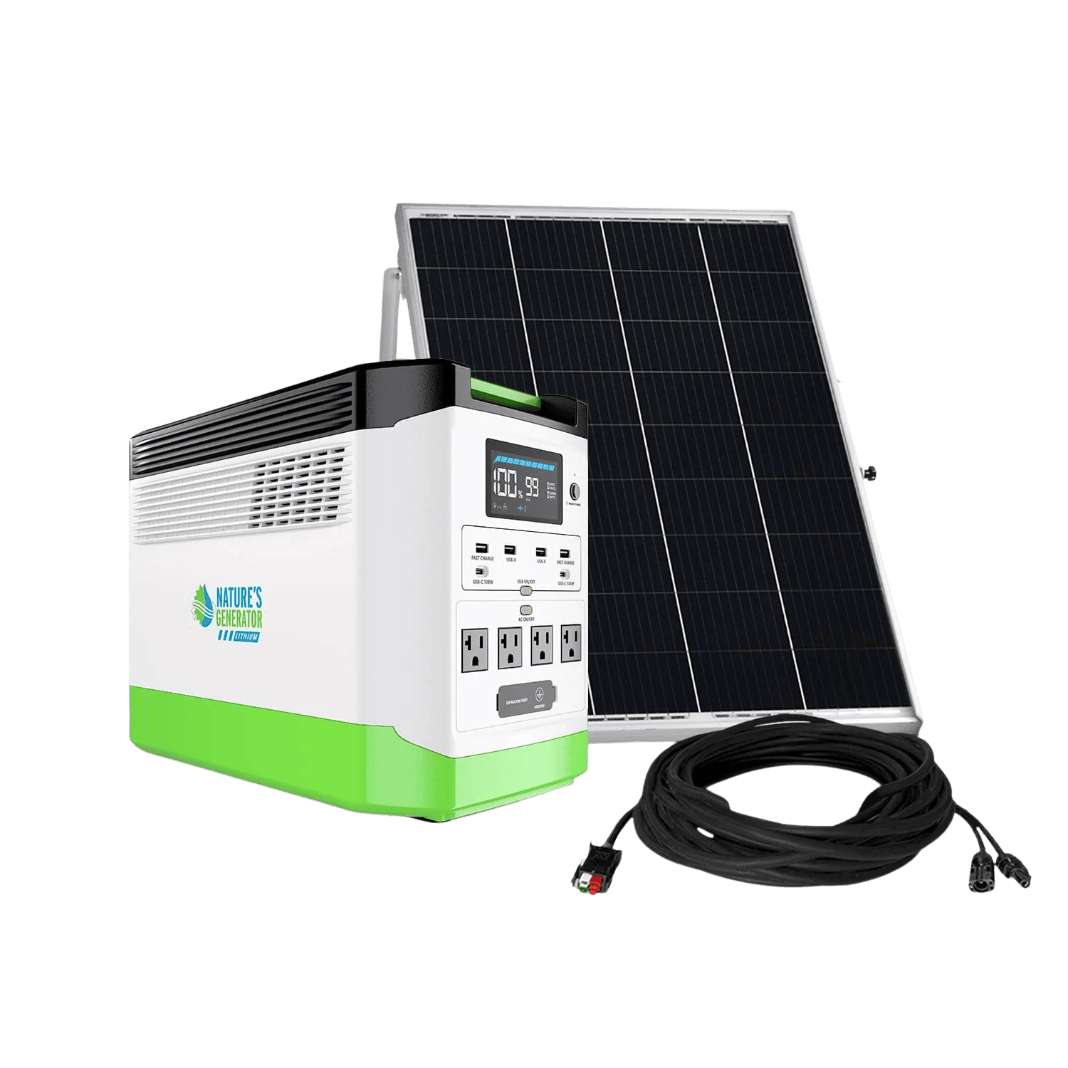 Nature's Generator Lithium 1800 with 200-watt folding panel