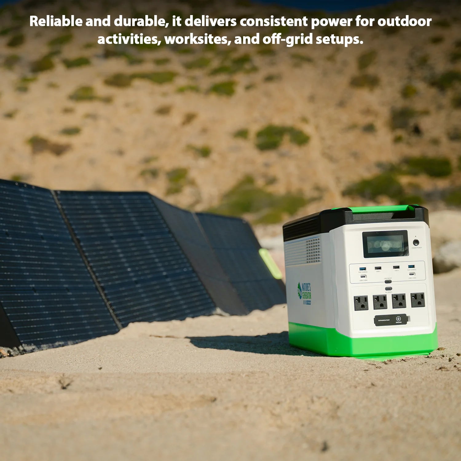 Nature's Generator Lithium 1800 with 200-watt folding panel