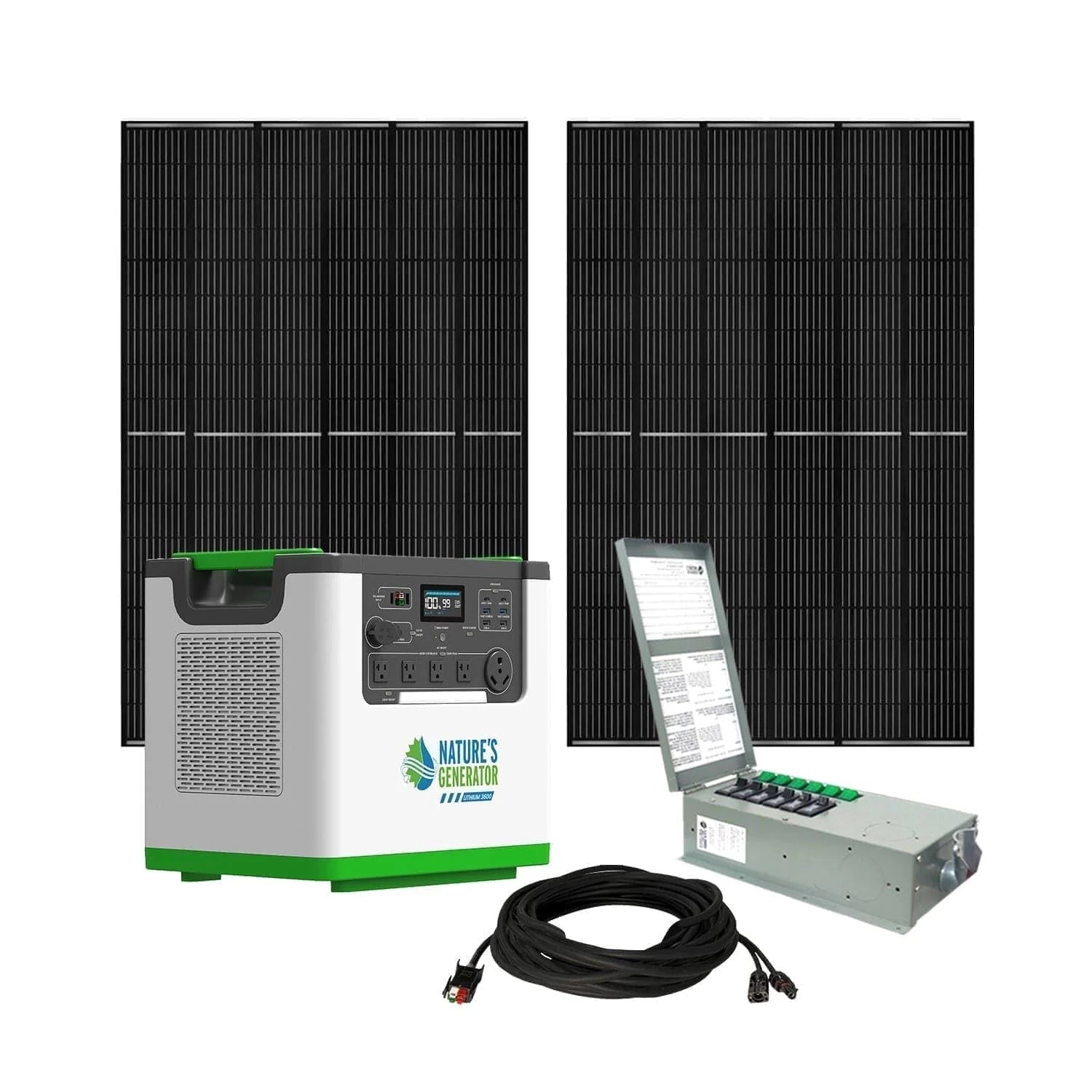 Nature's Generator Lithium 3600 + pod + 12-circuit transfer switch