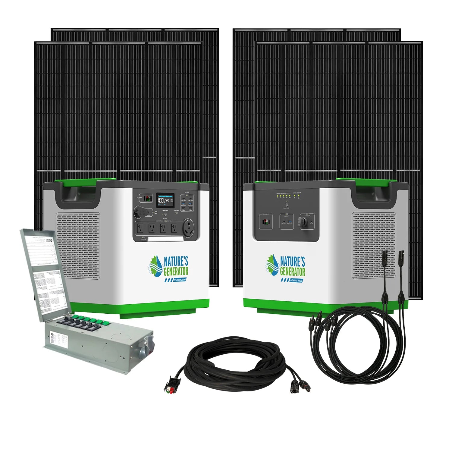 Nature's Generator Lithium 3600 + pod + 12-circuit transfer switch