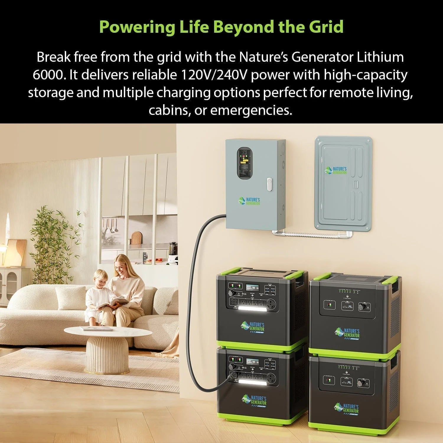 Nature's Generator Lithium 6000 + 2x 400W Folding Panels