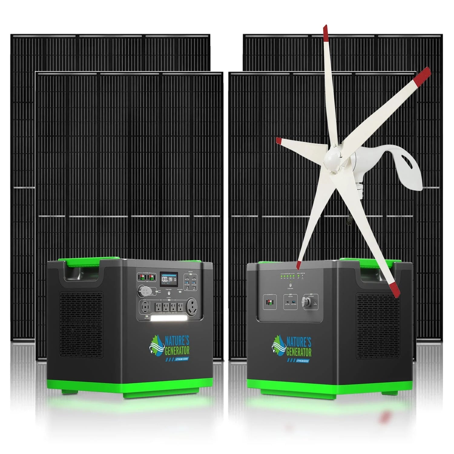 Nature's Generator Lithium 6000 + 2x 410W rigid panels + wind turbine
