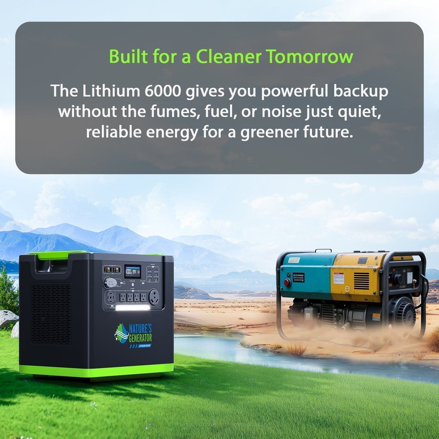 Nature's Generator Lithium 6000 + Power Pod + 4x 410W rigid panels + wind turbine
