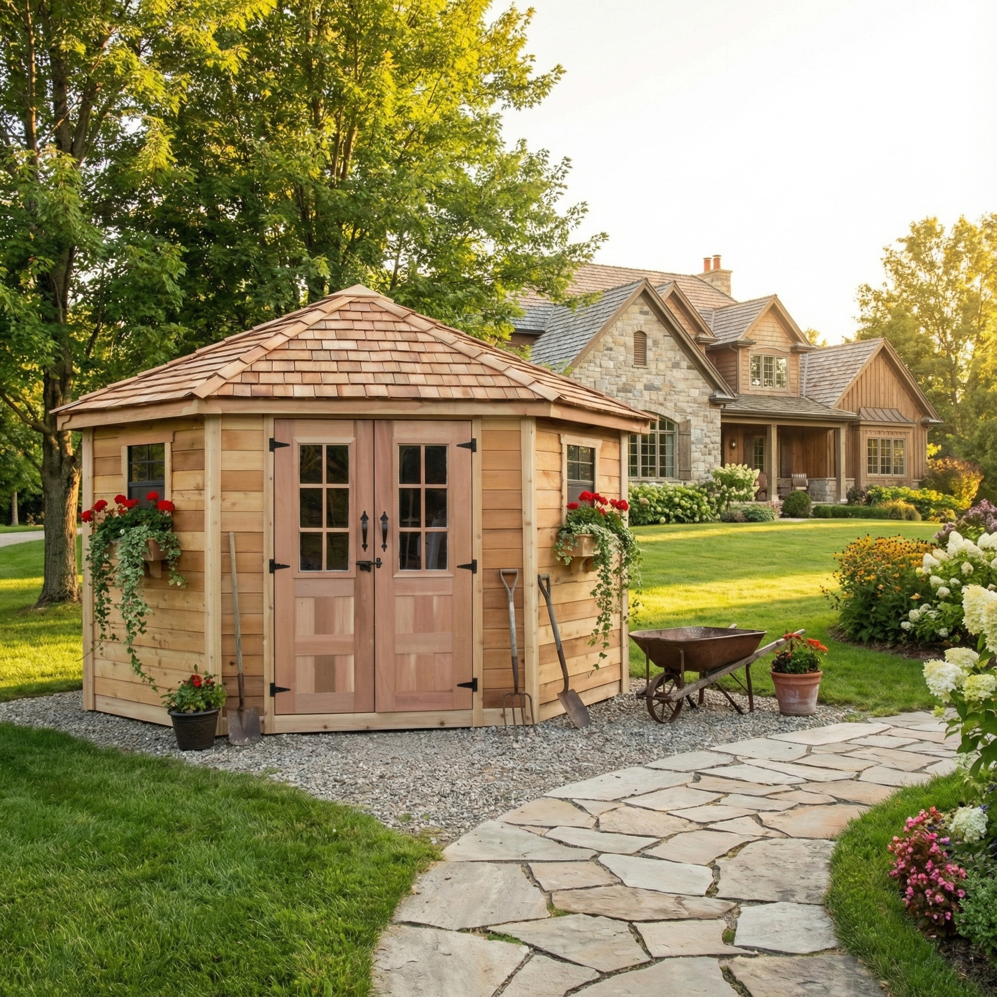 Outdoor Living Today 9x9 Western Red Cedar Penthouse Garden Shed