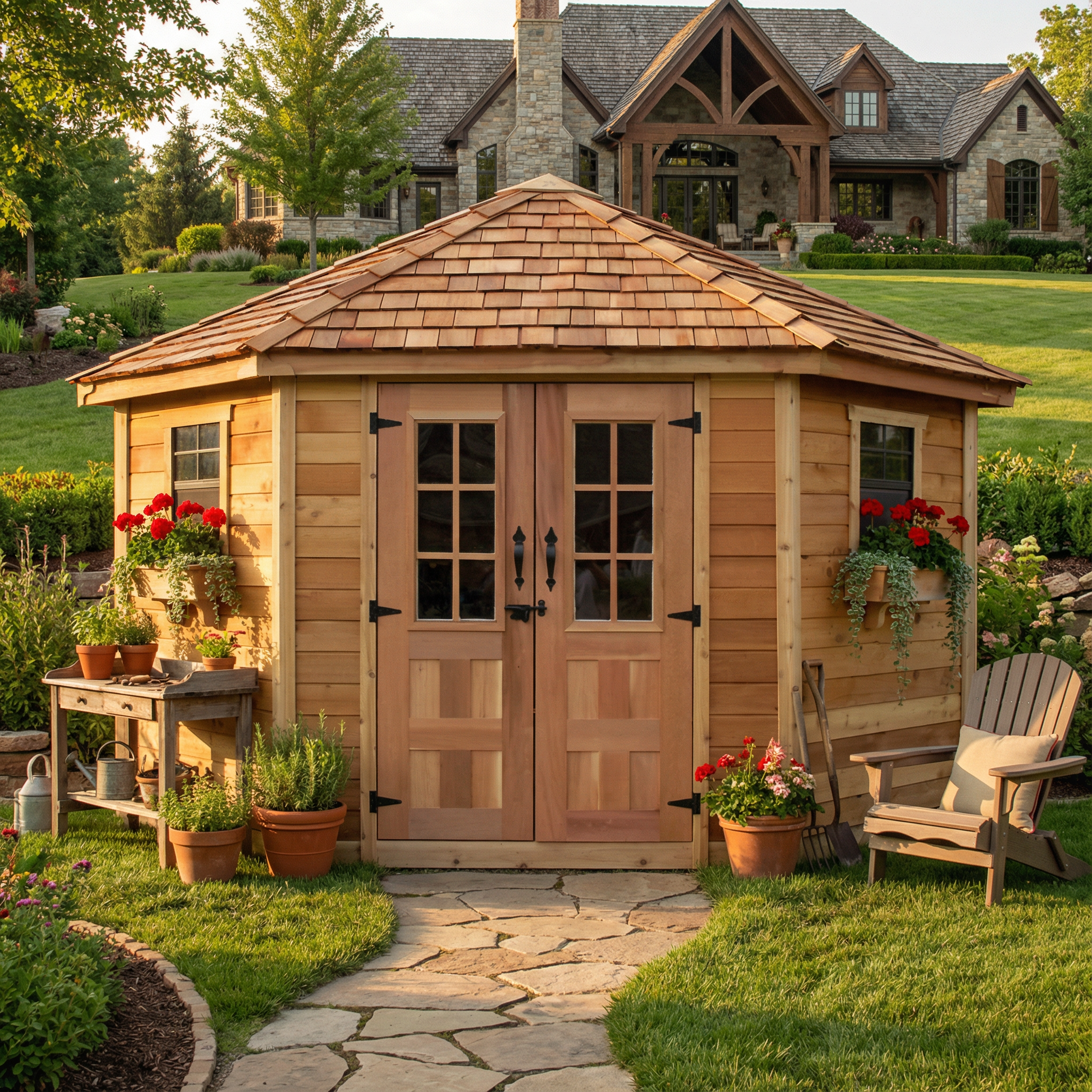 Outdoor Living Today 9x9 Western Red Cedar Penthouse Garden Shed