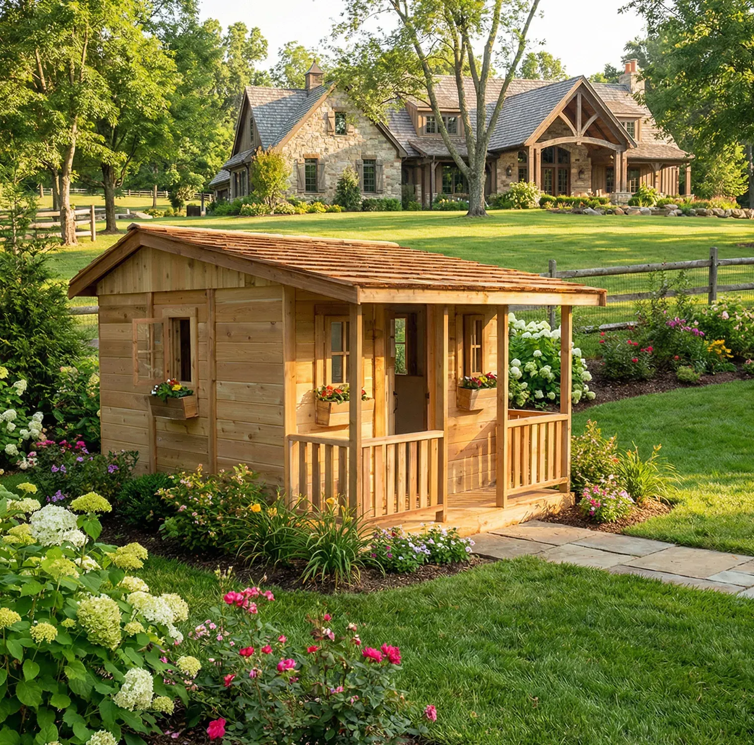 Outdoor Living Today 9x7 Western Red Cedar Cozy Cabin Playhouse