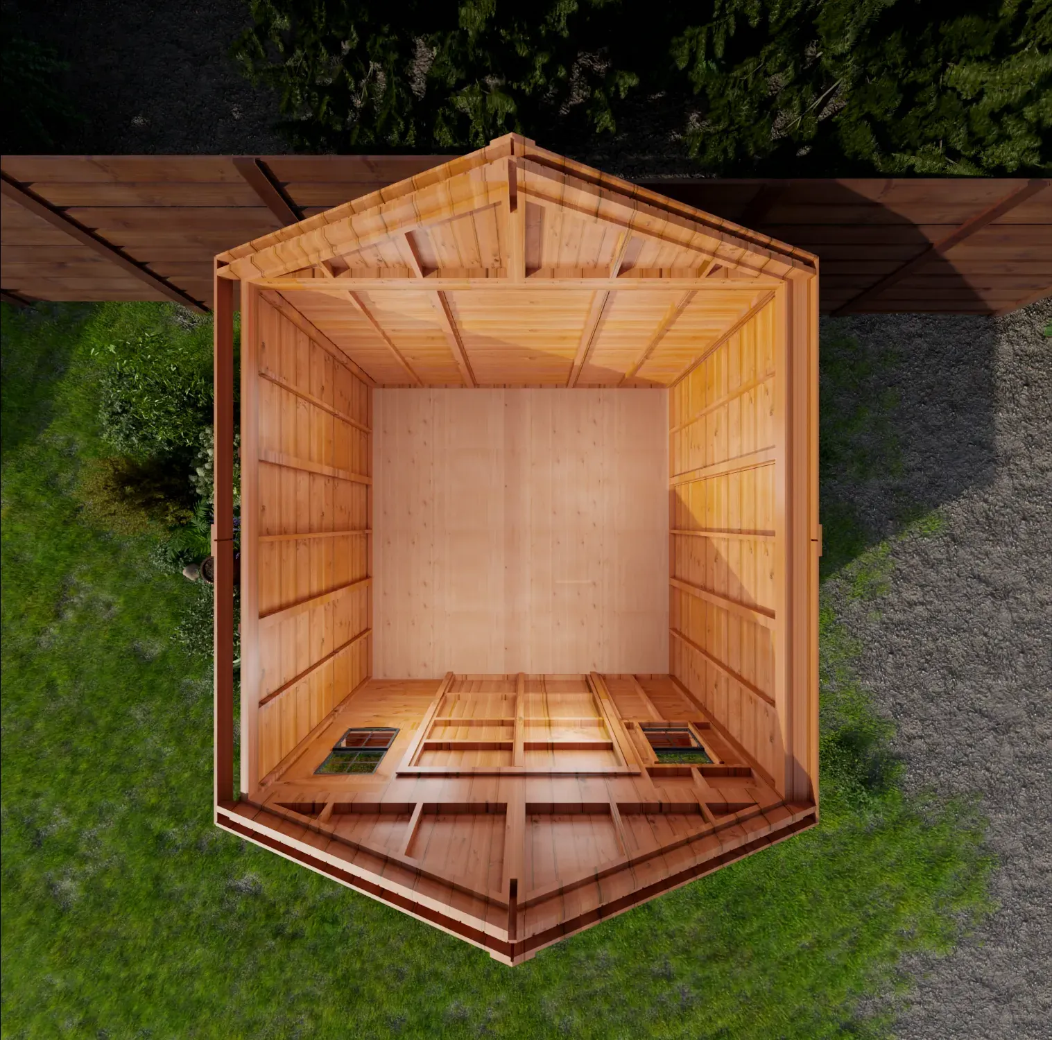 Outdoor Living Today 12x12 Western Red Cedar Spacemaster with Metal Roof