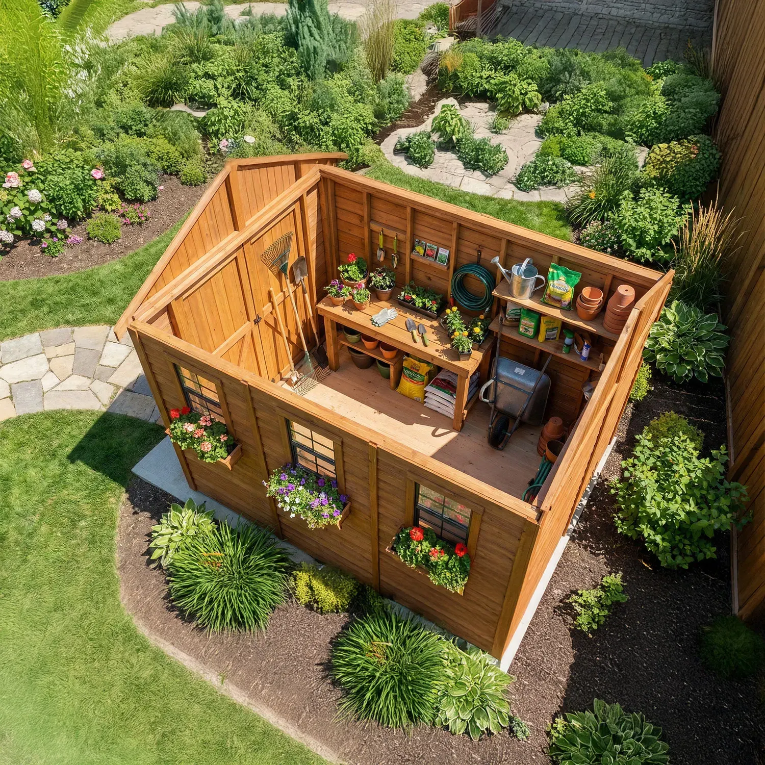 Outdoor Living Today 12x12 Western Red Cedar Spacemaster with Metal Roof