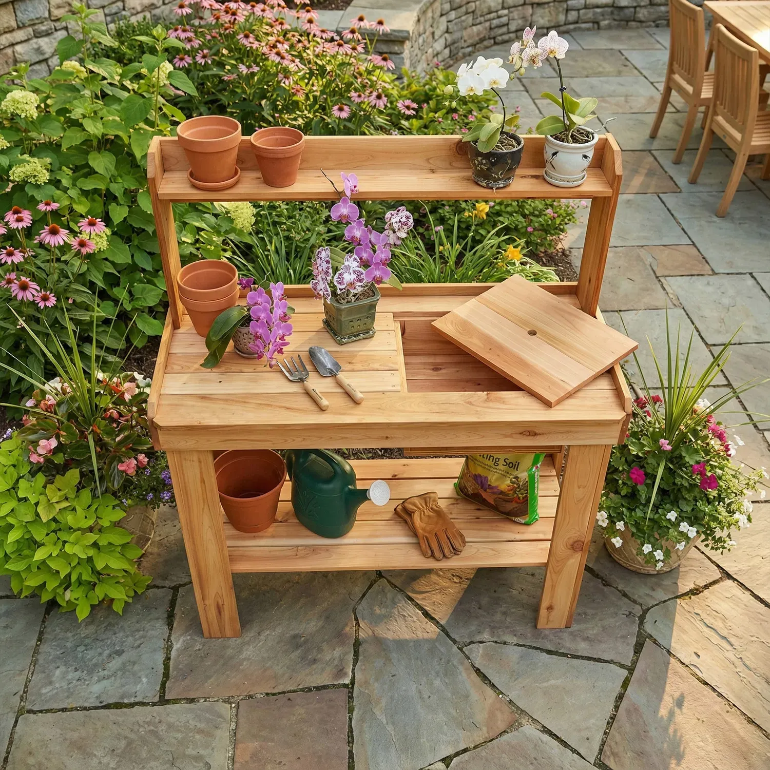 Outdoor Living Today 4x2 Western Red Cedar Potting Bench