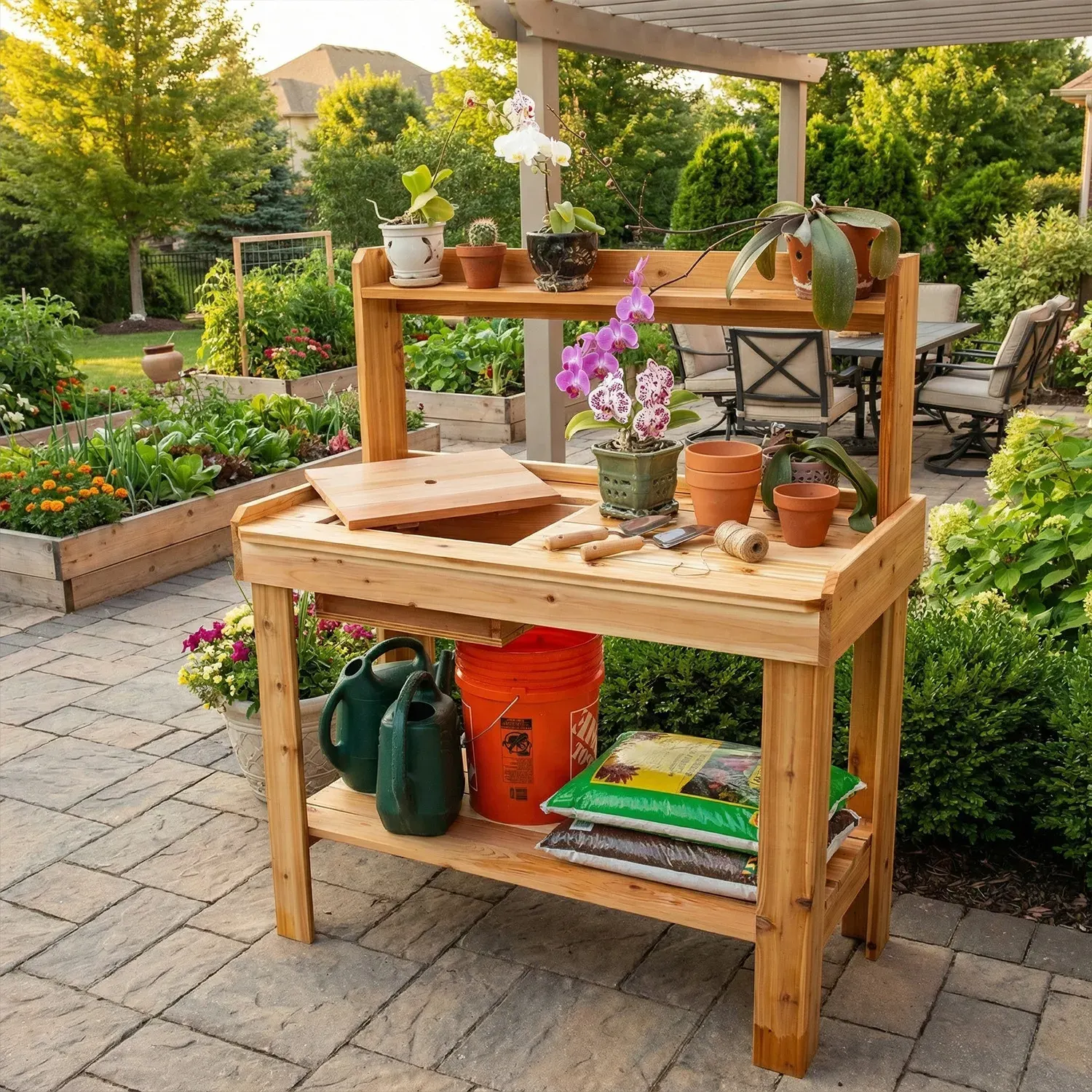 Outdoor Living Today 4x2 Western Red Cedar Potting Bench