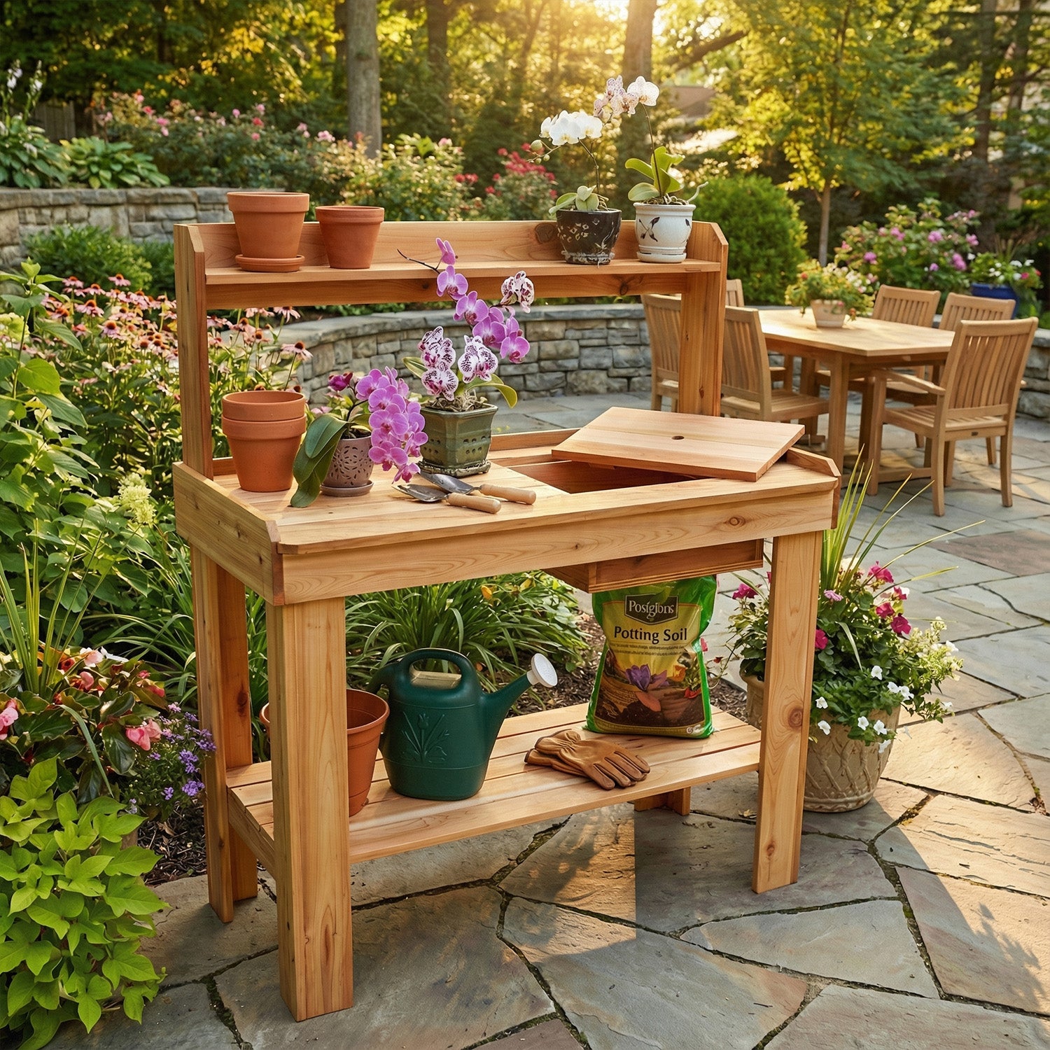 Outdoor Living Today 4x2 Western Red Cedar Potting Bench