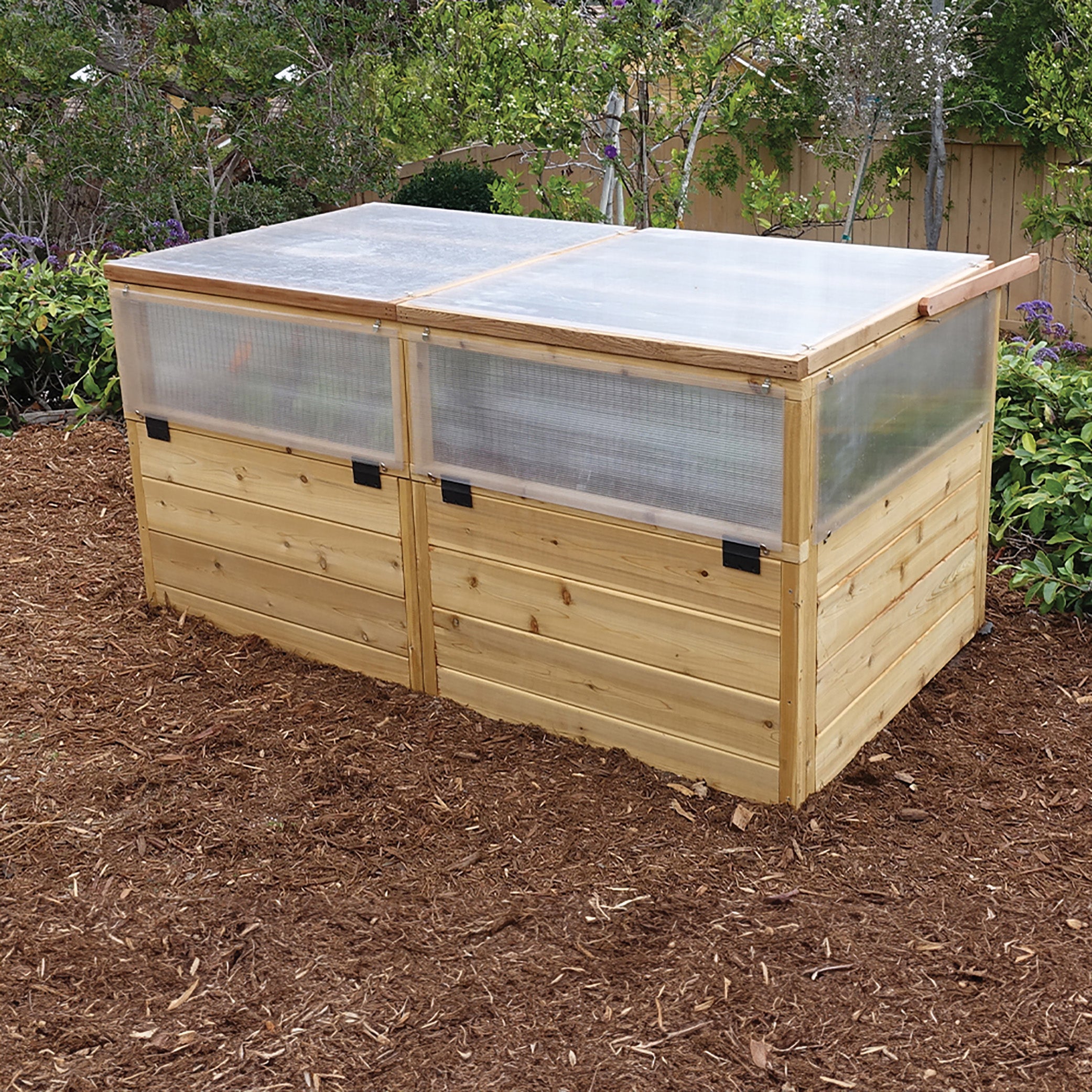 Outdoor Living Today 6x3 Western Red Cedar Raised Garden Bed with Mini Greenhouse