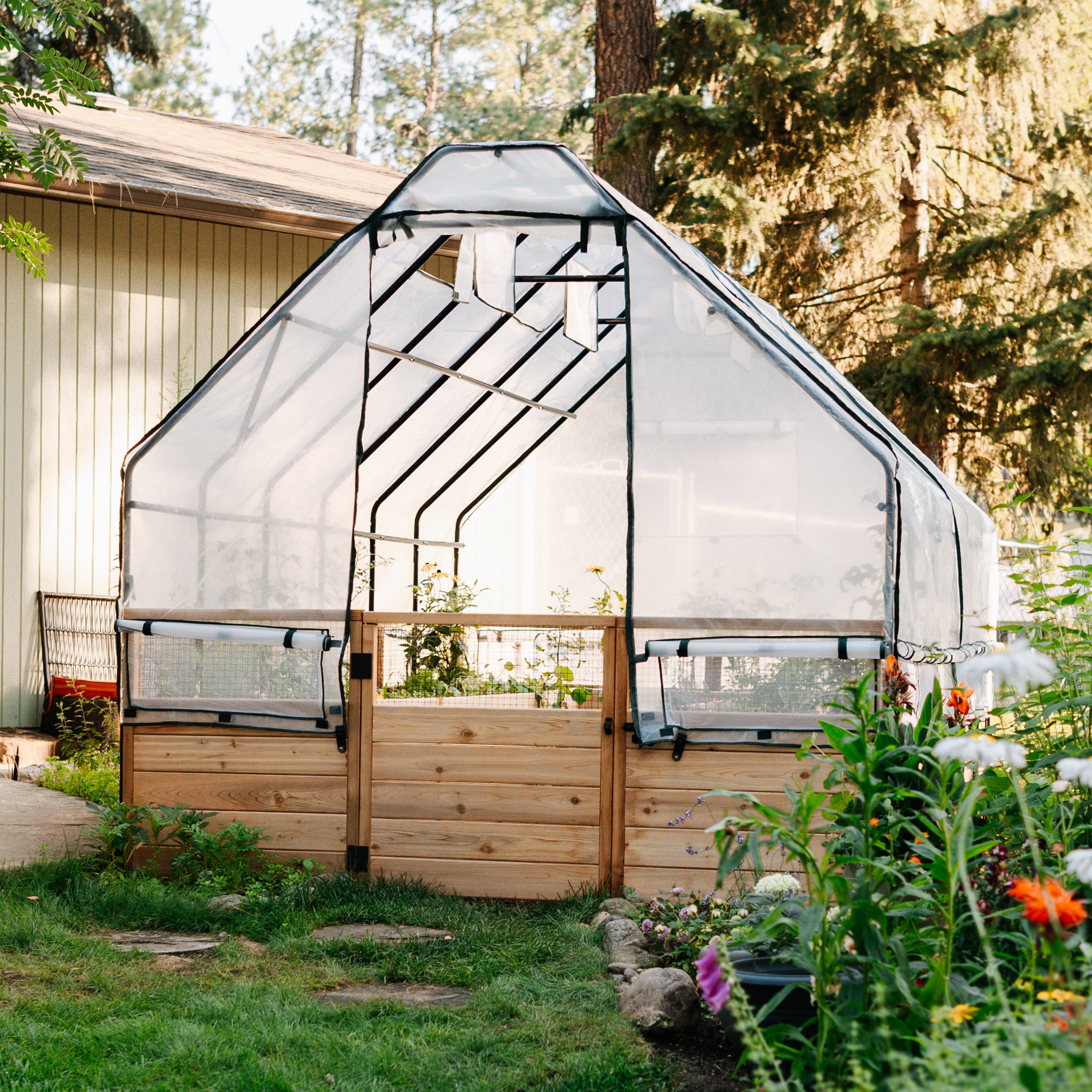 Outdoor Living Today 8x12 Western Red Cedar Raised Garden Bed Greenhouse Option