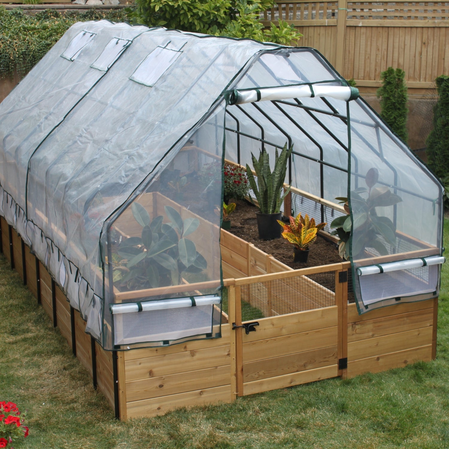 Outdoor Living Today 8x16 Western Red Cedar Raised Garden Bed with Greenhouse Option