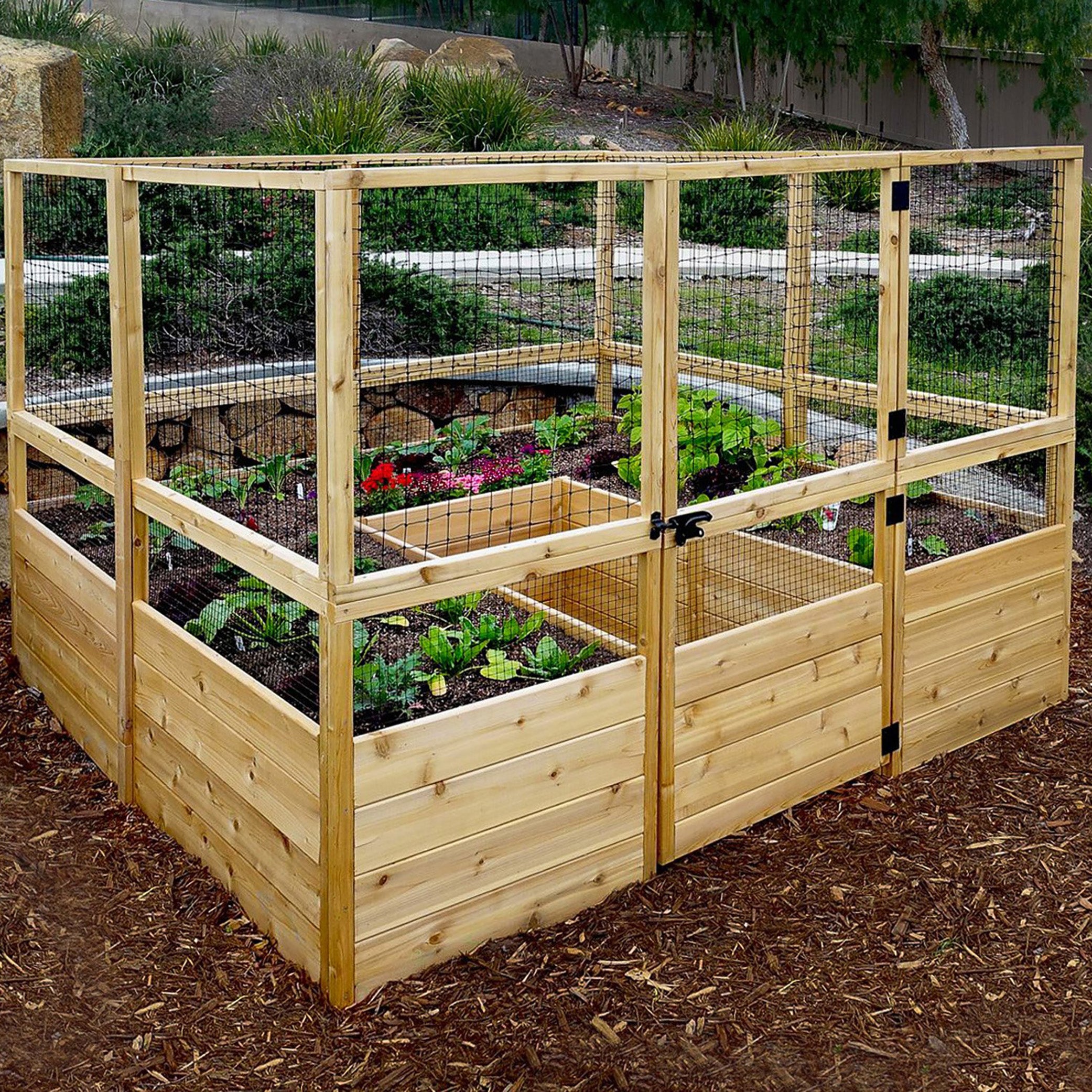 Outdoor Living Today 8x8 Western Red Cedar Raised Garden Bed with Deerfence