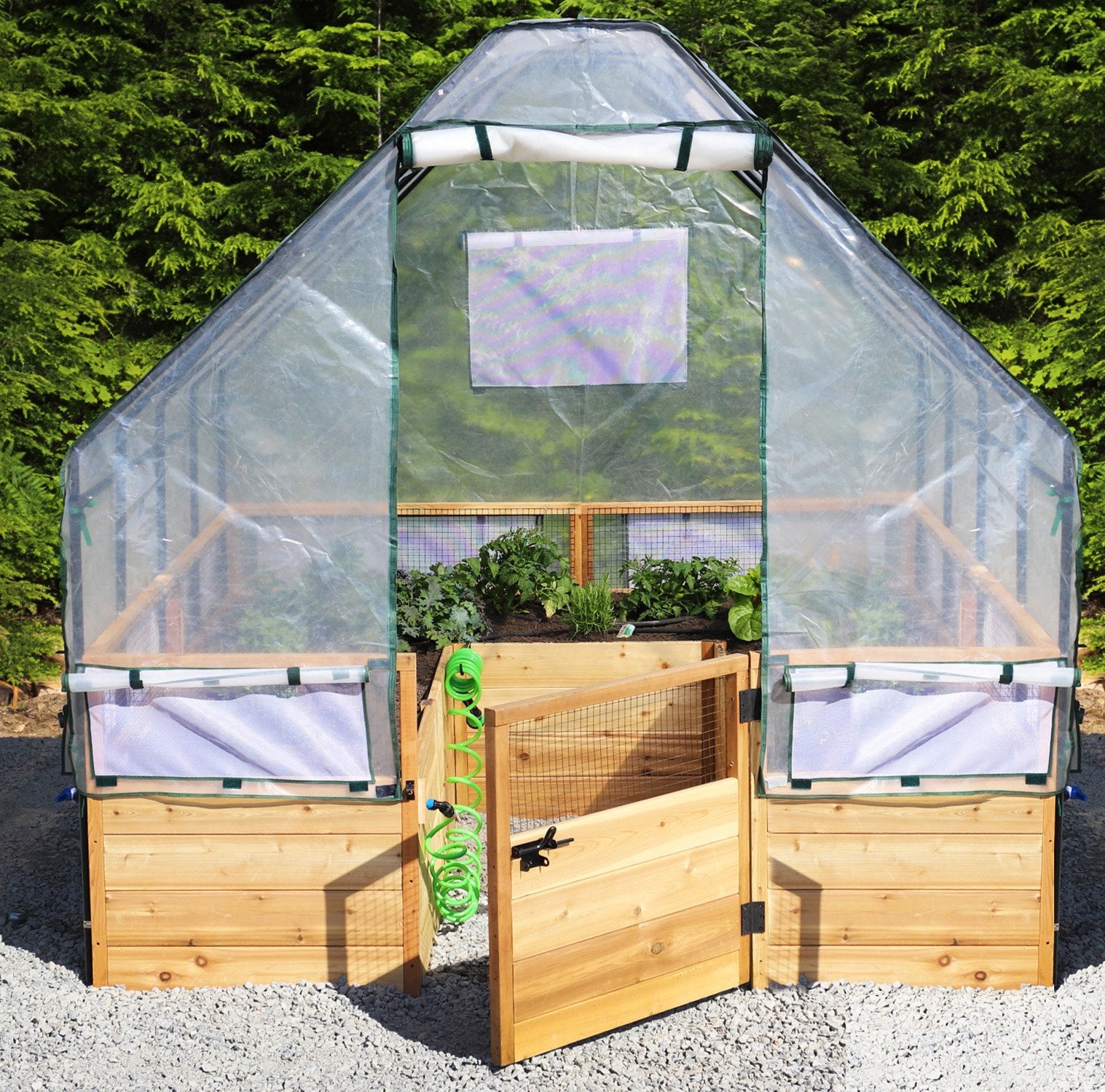 Outdoor Living Today 8x8 Western Red Cedar Raised Garden Bed with Greenhouse Option