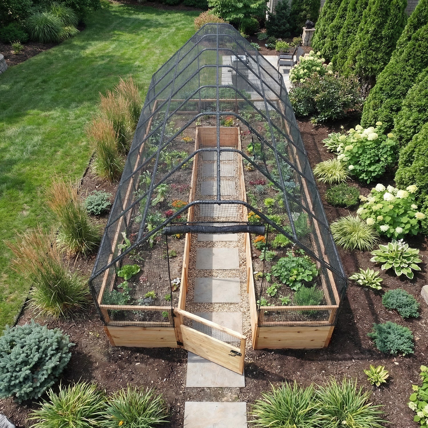 Outdoor Living Today 8x16 Western Red Cedar Raised Garden Bed with Bird Net Frame & Cover