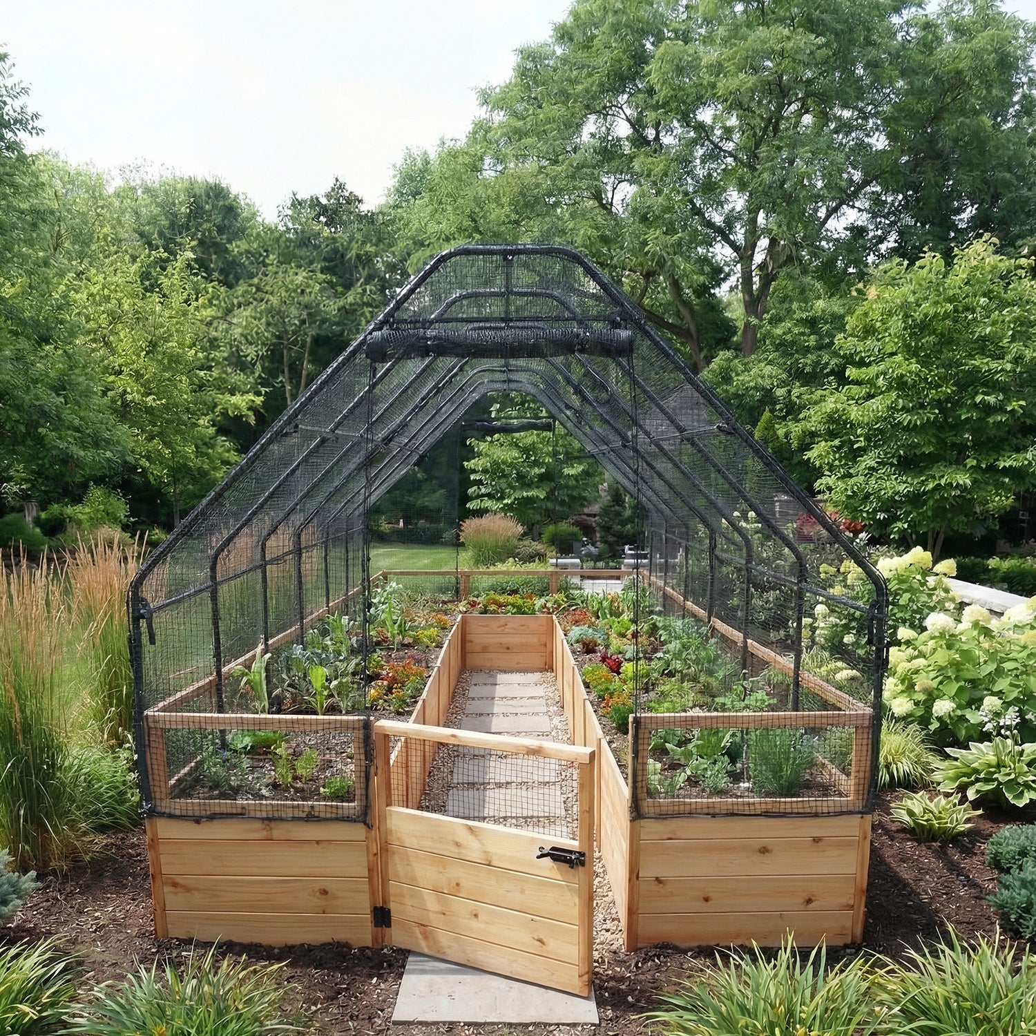 Outdoor Living Today 8x16 Western Red Cedar Raised Garden Bed with Bird Net Frame & Cover