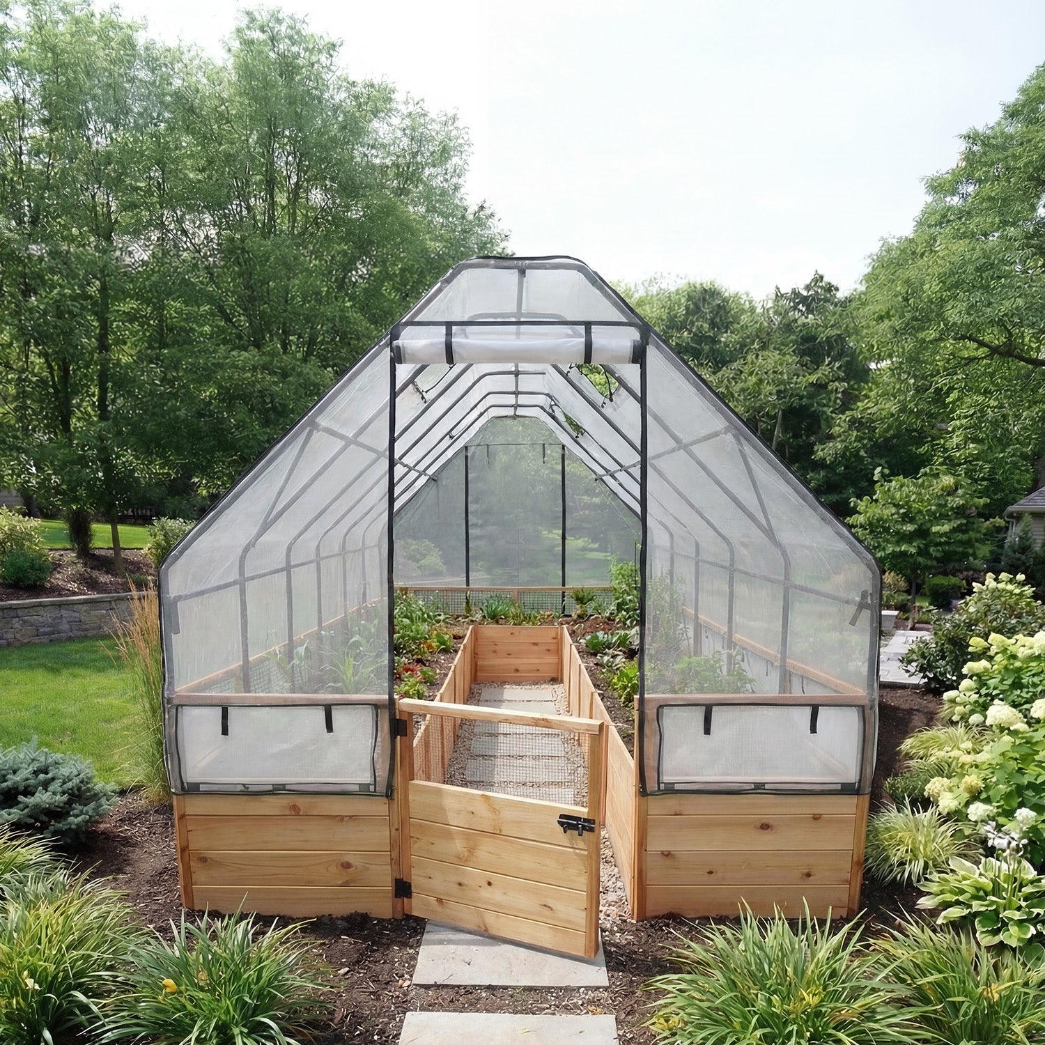 Outdoor Living Today 8x16 Western Red Cedar Raised Garden Bed with Greenhouse Option