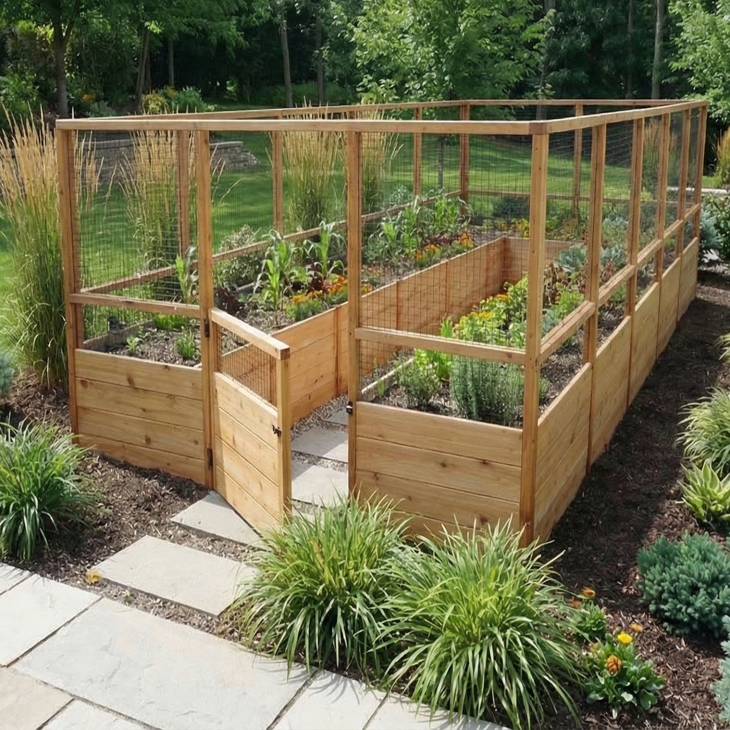 Outdoor Living Today 8x16 Western Red Cedar Raised Garden Bed with Deerfence