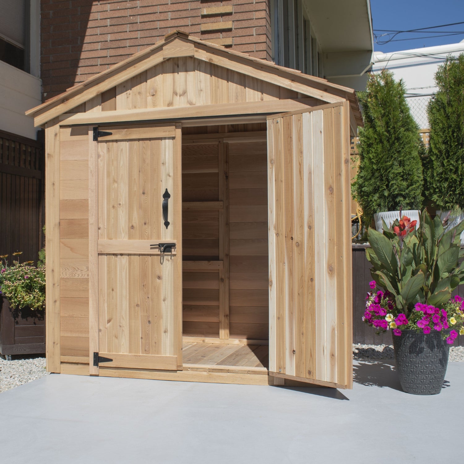 Outdoor Living Today 6x4 Western Red Cedar Space Master Shed Double Door with Metal Roof