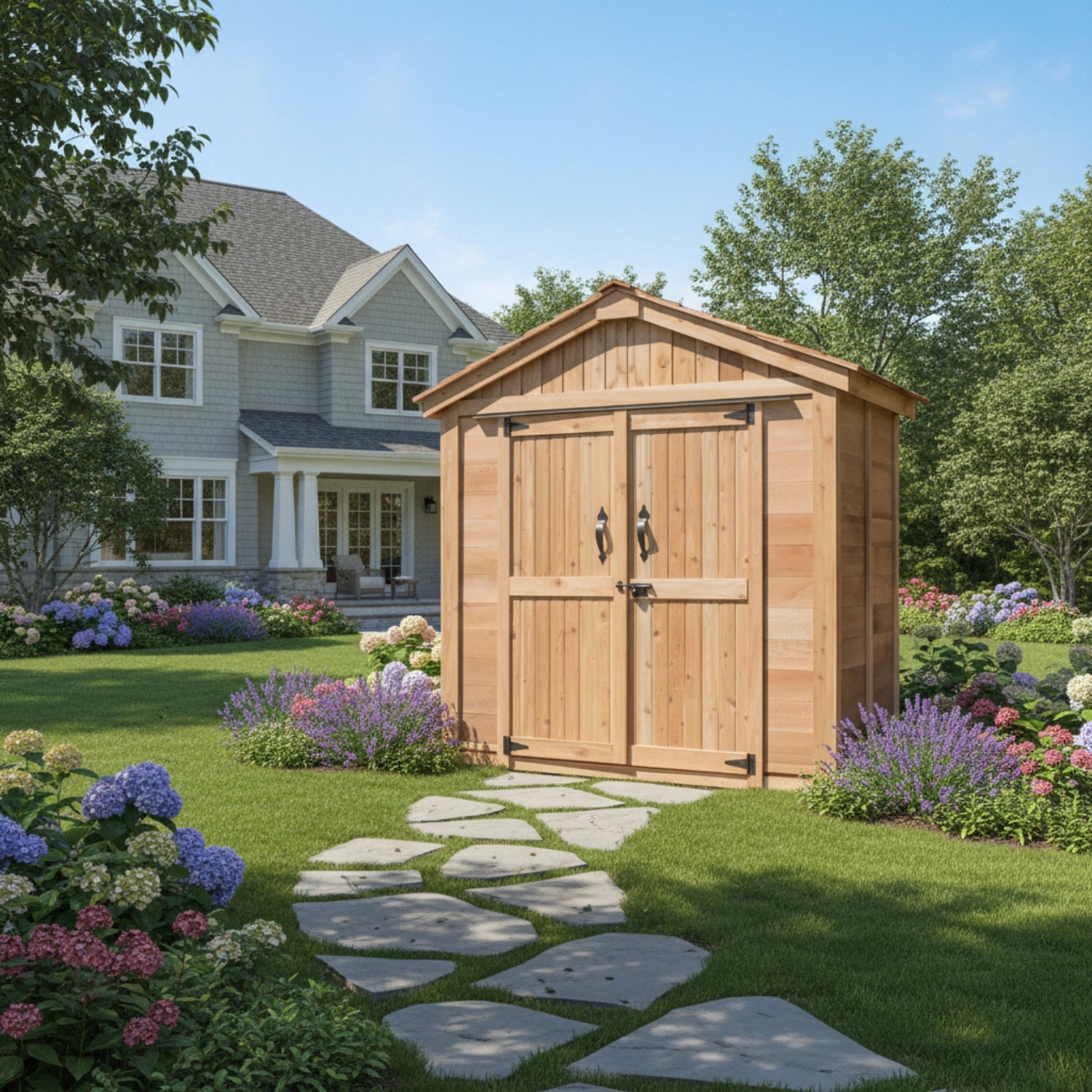 Outdoor Living Today 6x4 Western Red Cedar Space Master Shed Double Door with Metal Roof