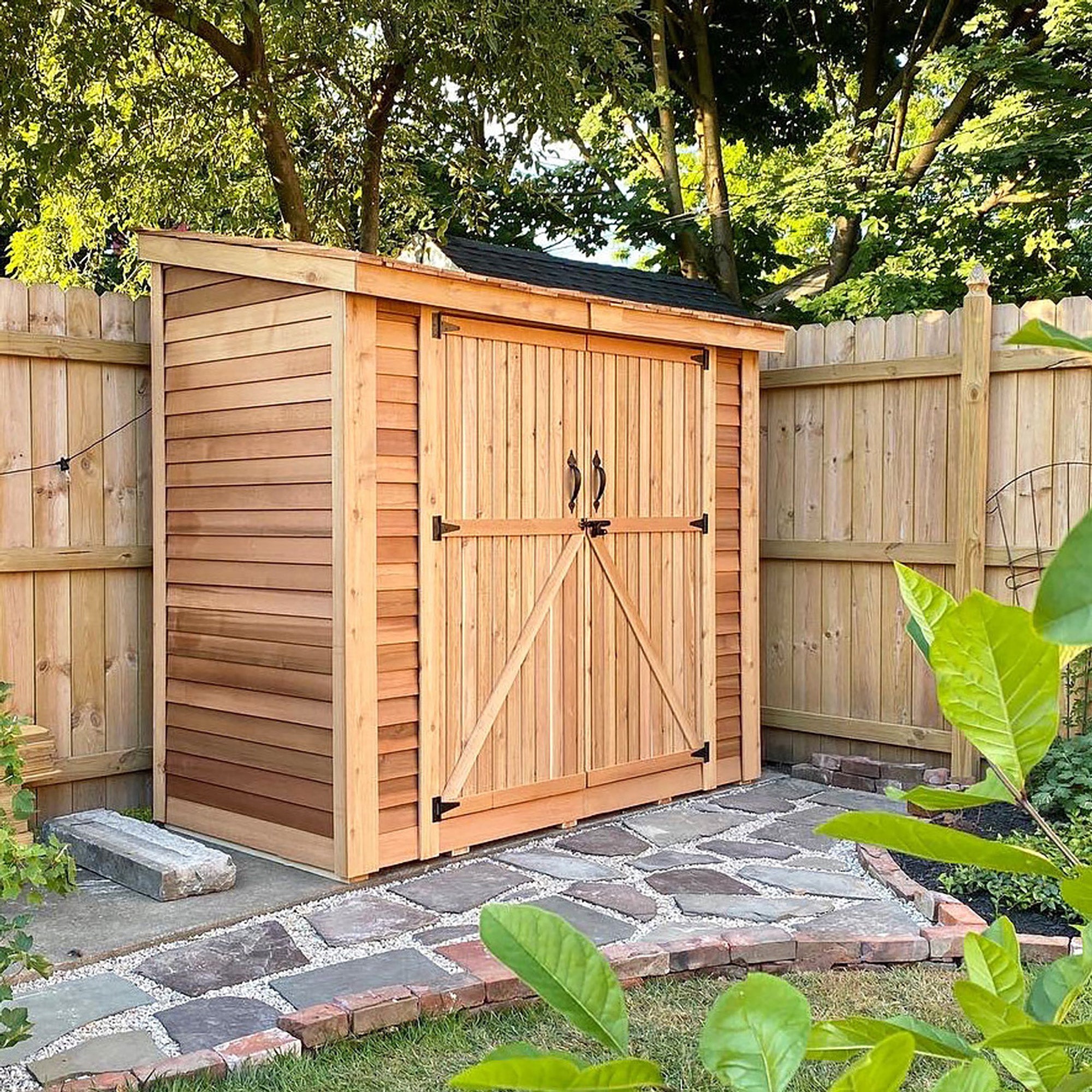 Outdoor Living Today 8x4 Western Red Cedar Spacesaver Shed with Double Doors and Cedar Roof
