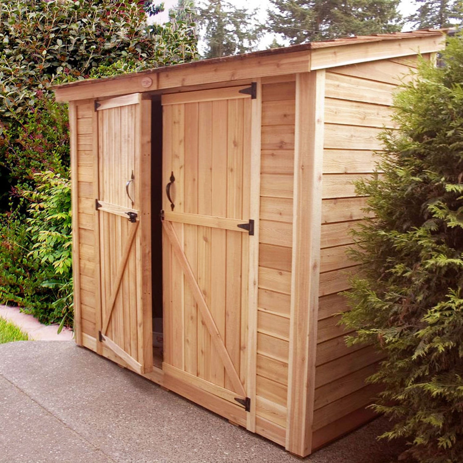 Outdoor Living Today 8x4 Western Red Cedar Spacesaver Shed with Double Doors and Cedar Roof