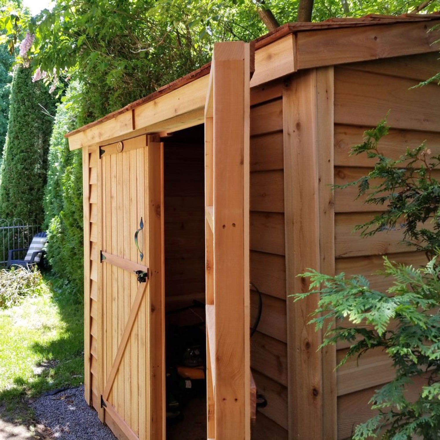 Outdoor Living Today 8x4 Western Red Cedar Spacesaver Shed with Double Doors and Cedar Roof
