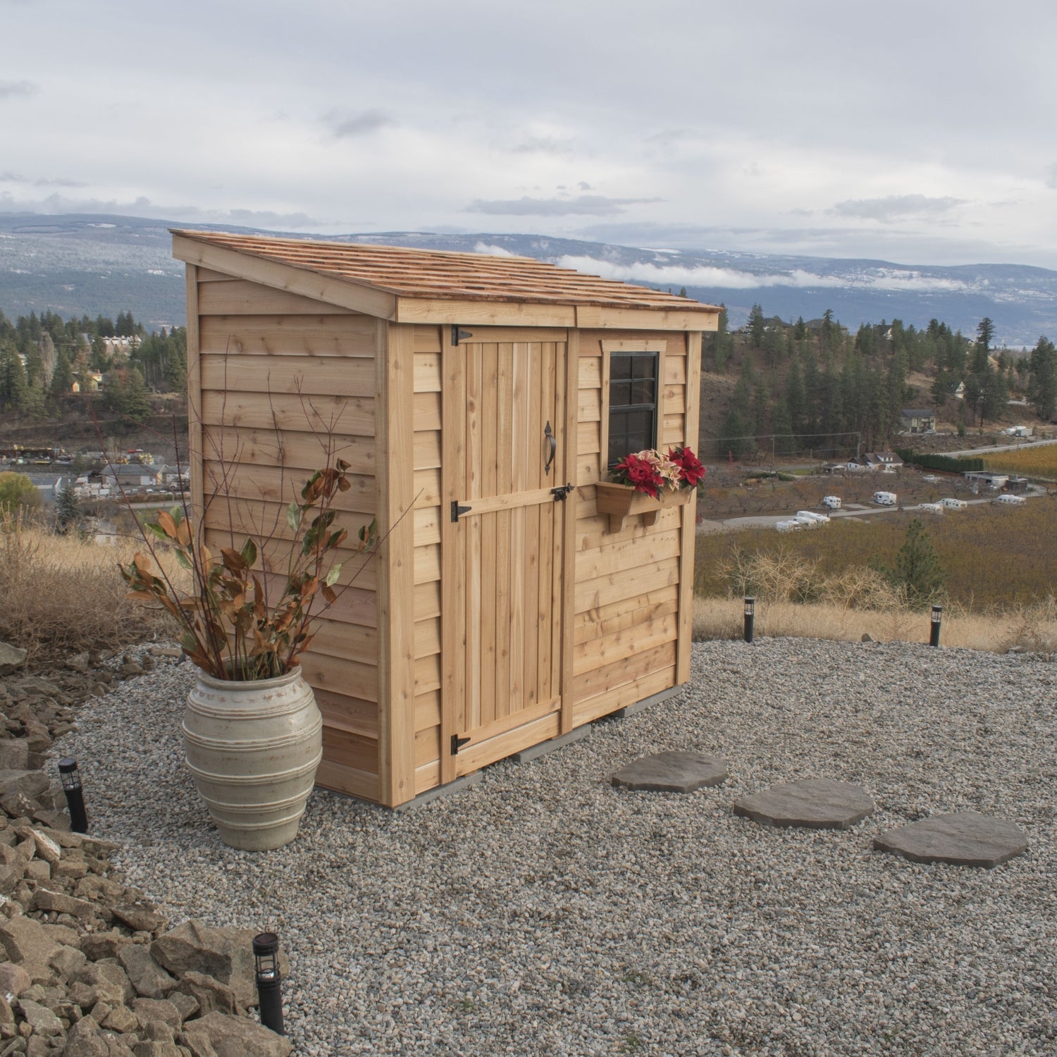 Outdoor Living Today 8x4 Western Red Cedar Spacesaver Shed Single Door with Cedar Roof