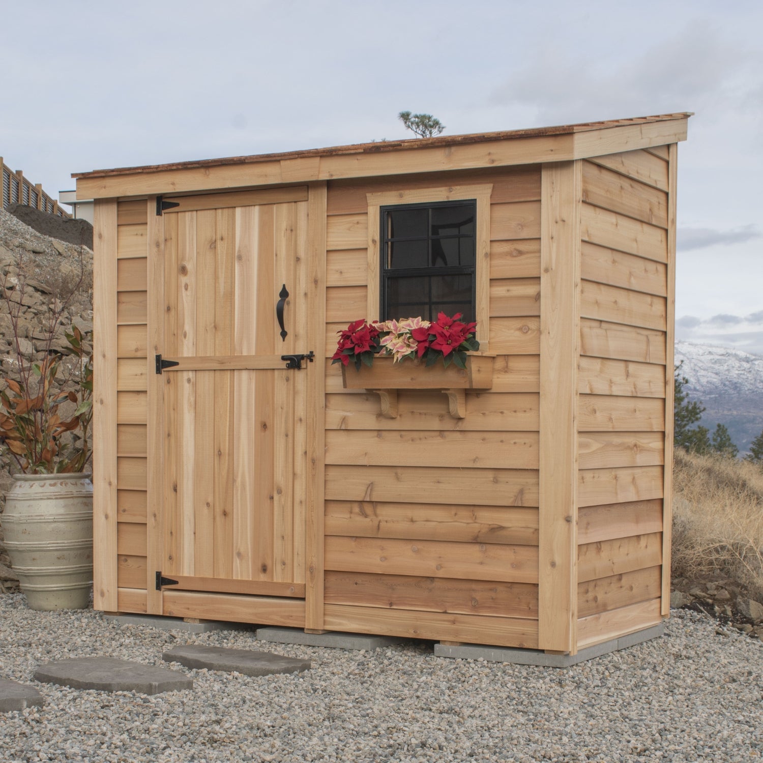 Outdoor Living Today 8x4 Western Red Cedar Spacesaver Shed Single Door with Cedar Roof