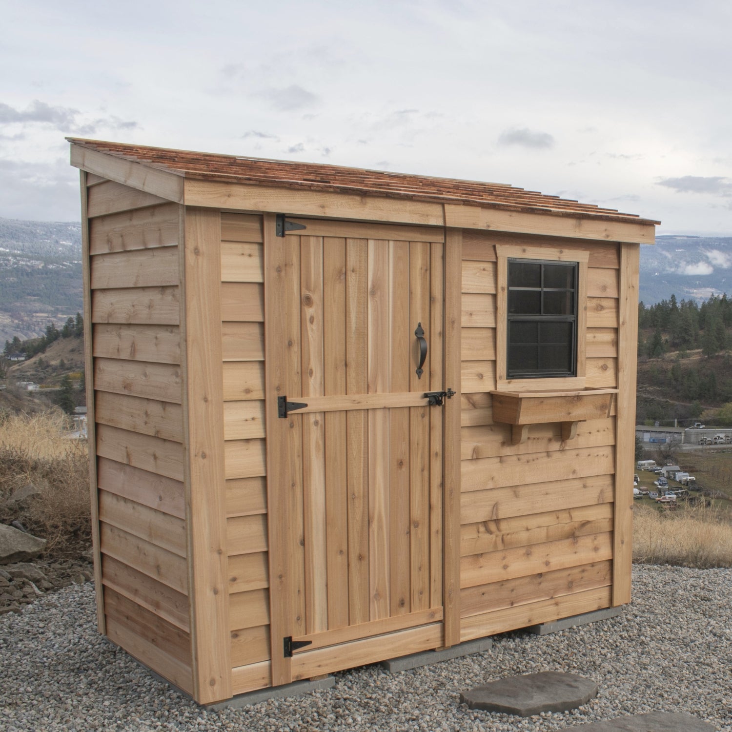 Outdoor Living Today 8x4 Western Red Cedar Spacesaver Shed Single Door with Cedar Roof
