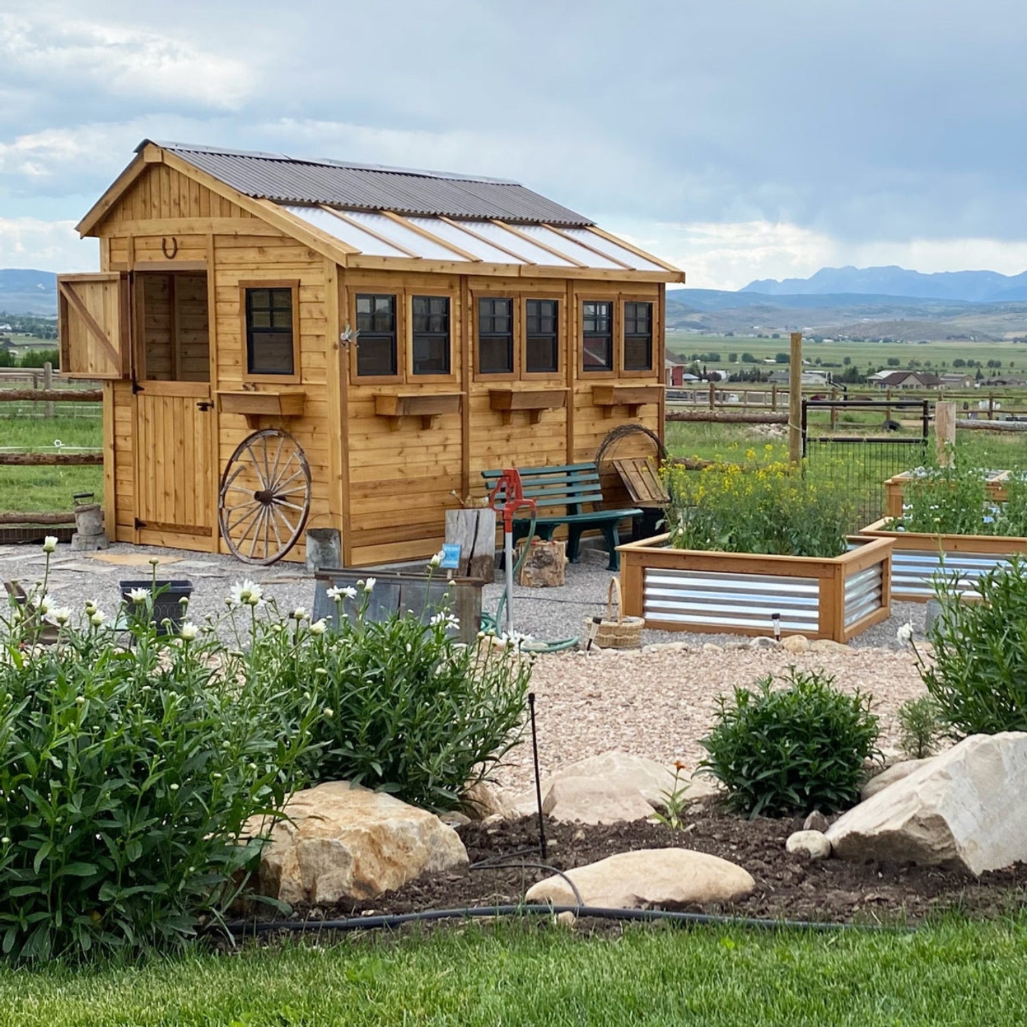 Outdoor Living Today 8x12 Western Red Cedar Sunshed Shed with Metal Roof