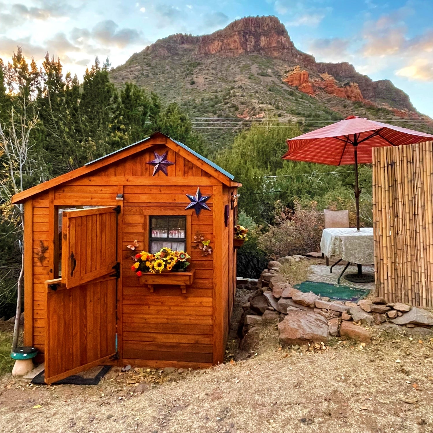 Outdoor Living Today 8x12 Western Red Cedar Sunshed Shed with Metal Roof