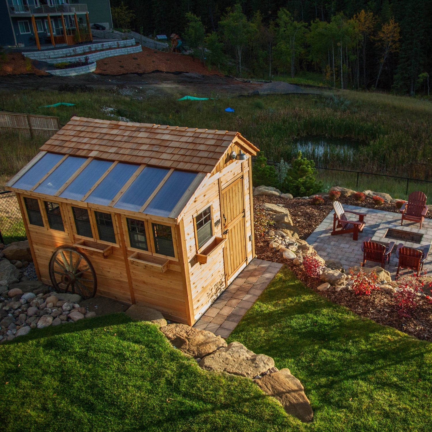 Outdoor Living Today 8x12 Western Red Cedar Sunshed Shed with Metal Roof