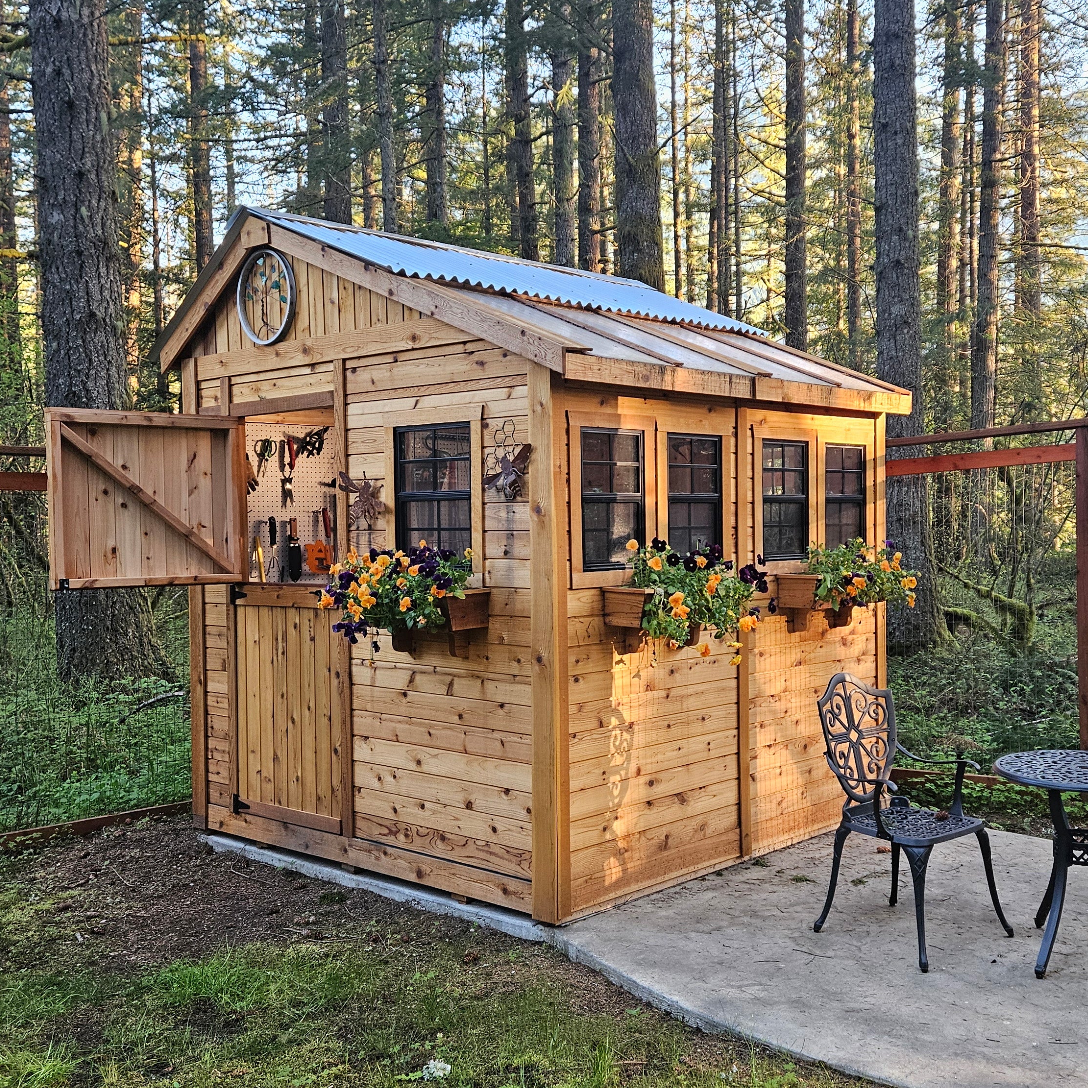 Outdoor Living Today 8x8 Western Red Cedar Sunshed Shed with Metal Roof