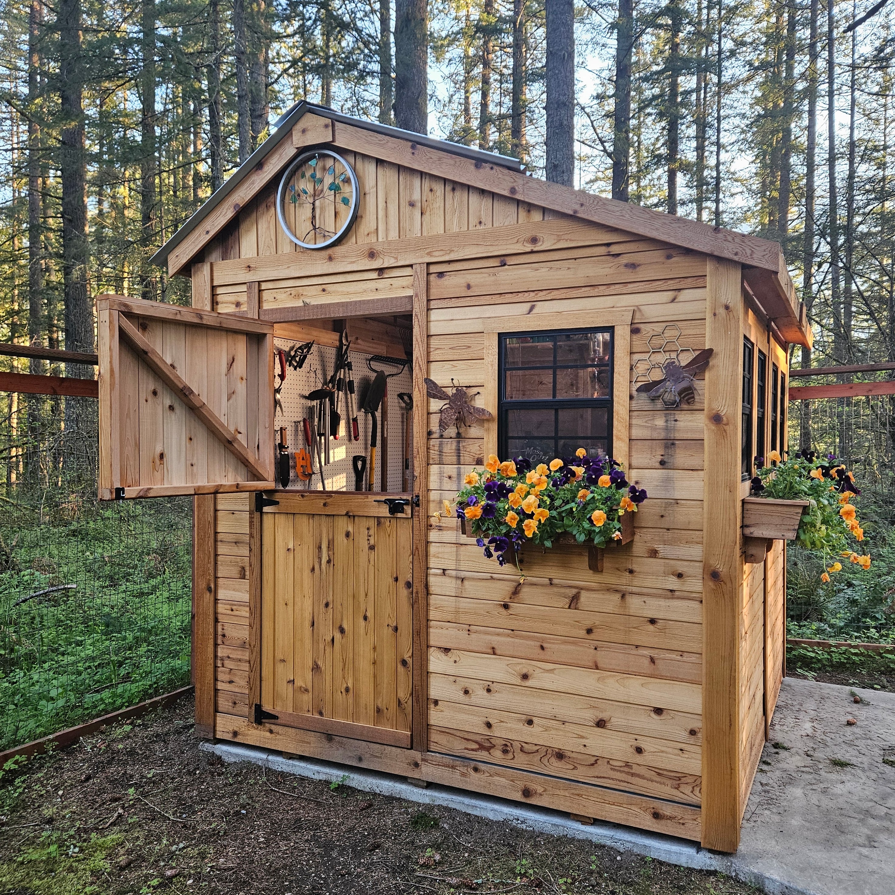 Outdoor Living Today 8x8 Western Red Cedar Sunshed Shed with Metal Roof