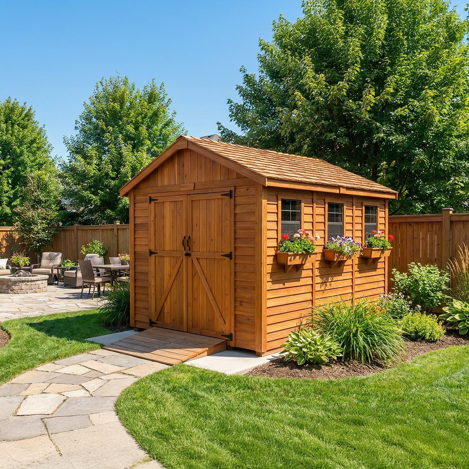 Outdoor Living Today 8x12 Western Red Cedar Spacemaster Garden Shed with Cedar Roof