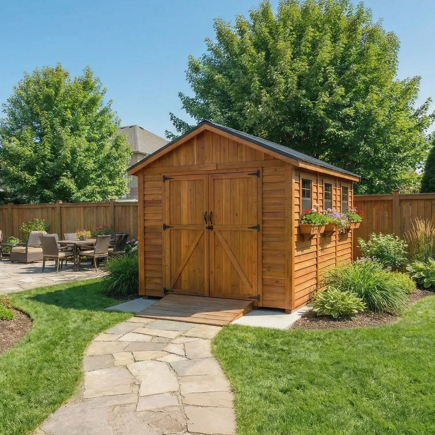 Outdoor Living Today 8x12 Western Red Cedar Spacemaster Garden Shed with Cedar Roof