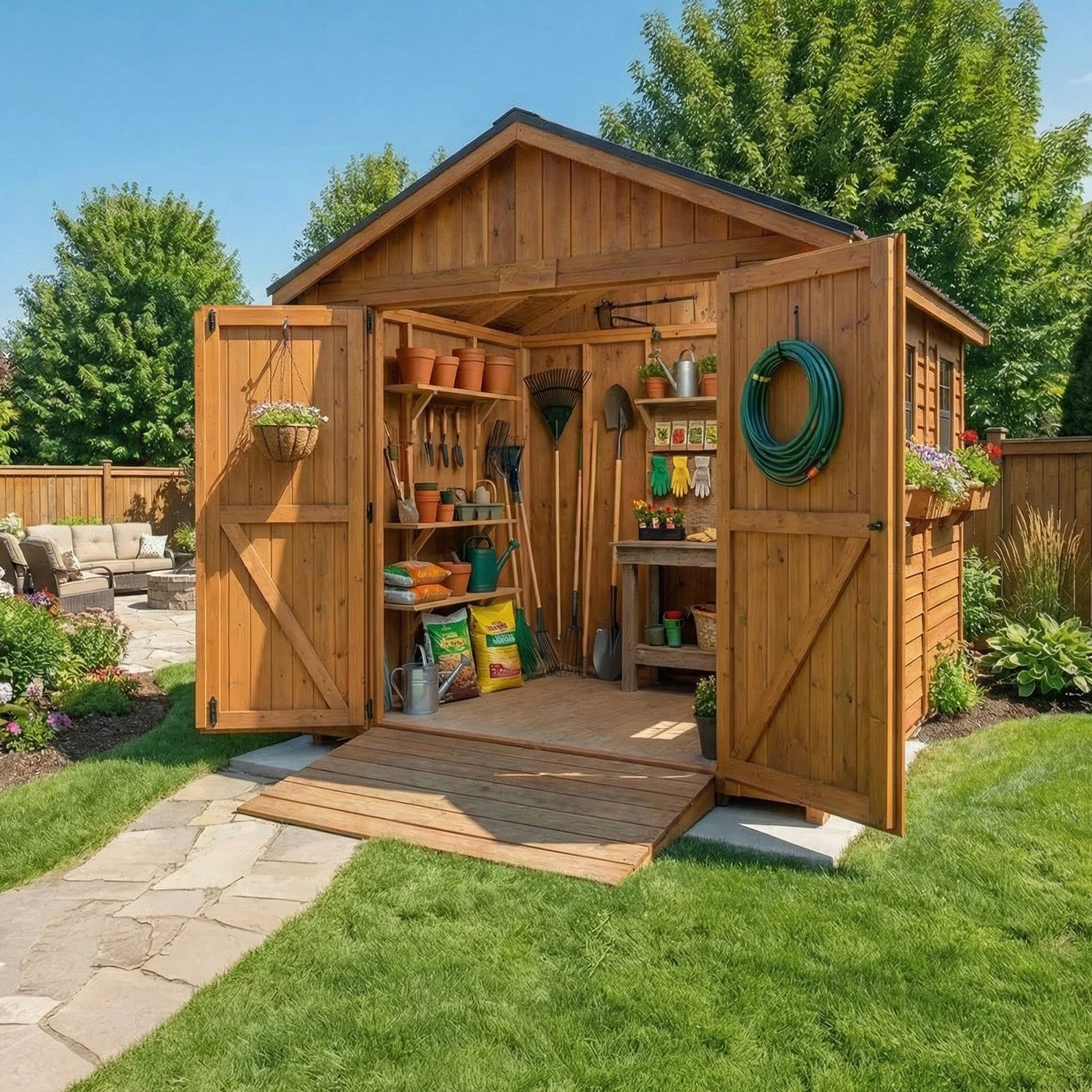 Outdoor Living Today 8x12 Western Red Cedar Spacemaster Garden Shed with Cedar Roof