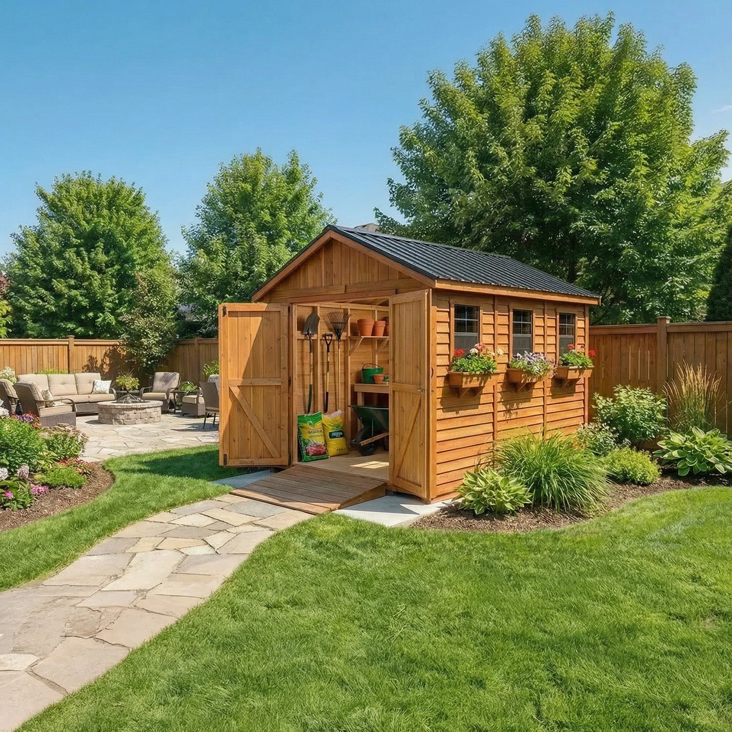 Outdoor Living Today 8x12 Western Red Cedar Spacemaster Garden Shed with Cedar Roof