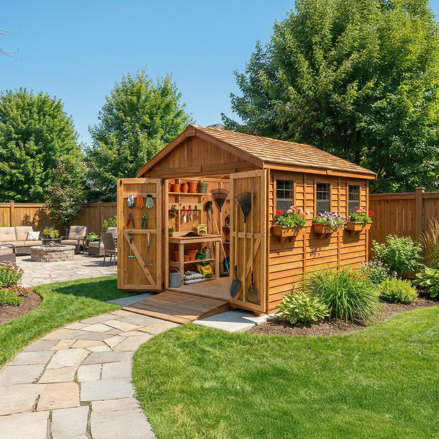 Outdoor Living Today 8x12 Western Red Cedar Spacemaster Garden Shed with Cedar Roof
